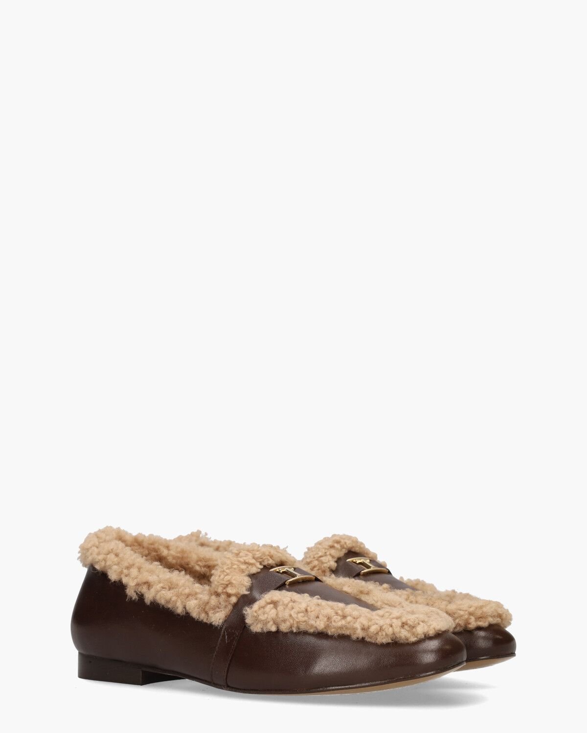 Lily Donkerbruine/Beige Damesloafers