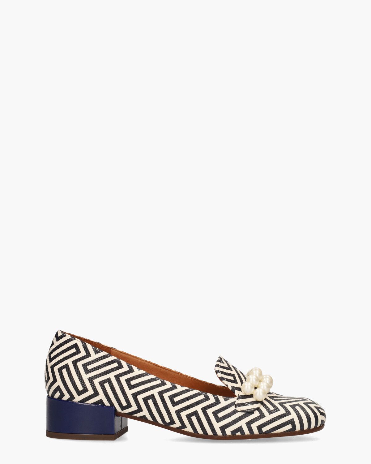 Idako Zwart/Off-White Damesloafers