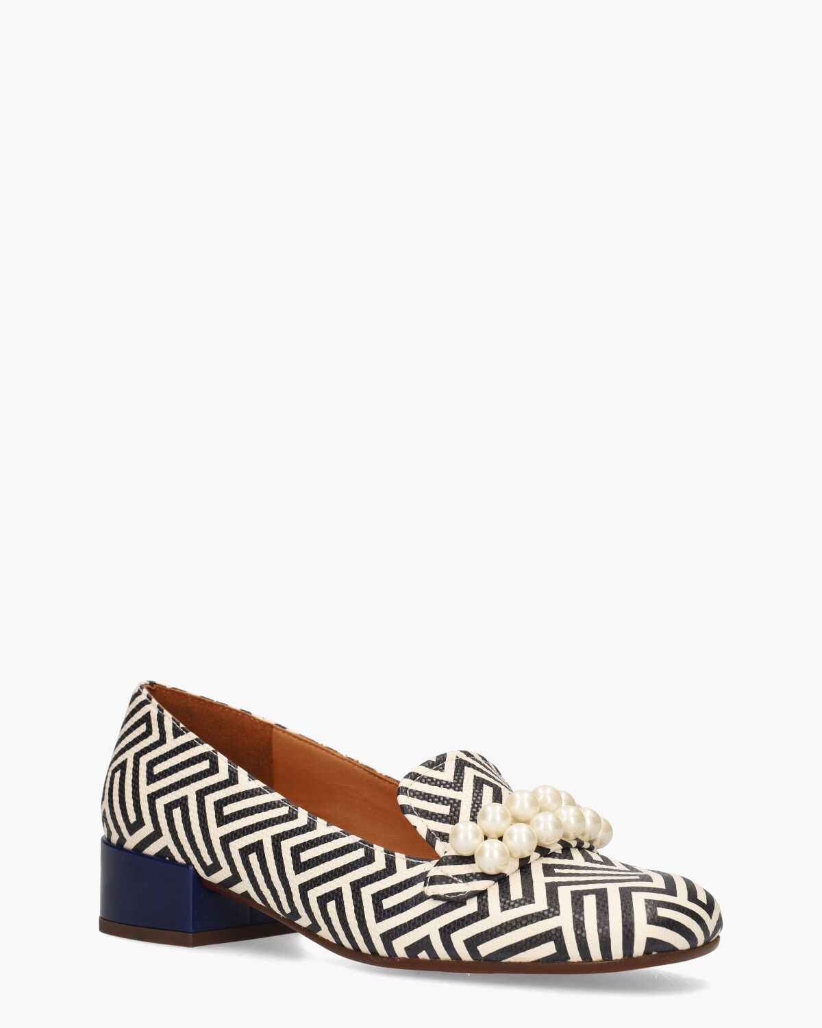 Idako Zwart/Off-White Damesloafers