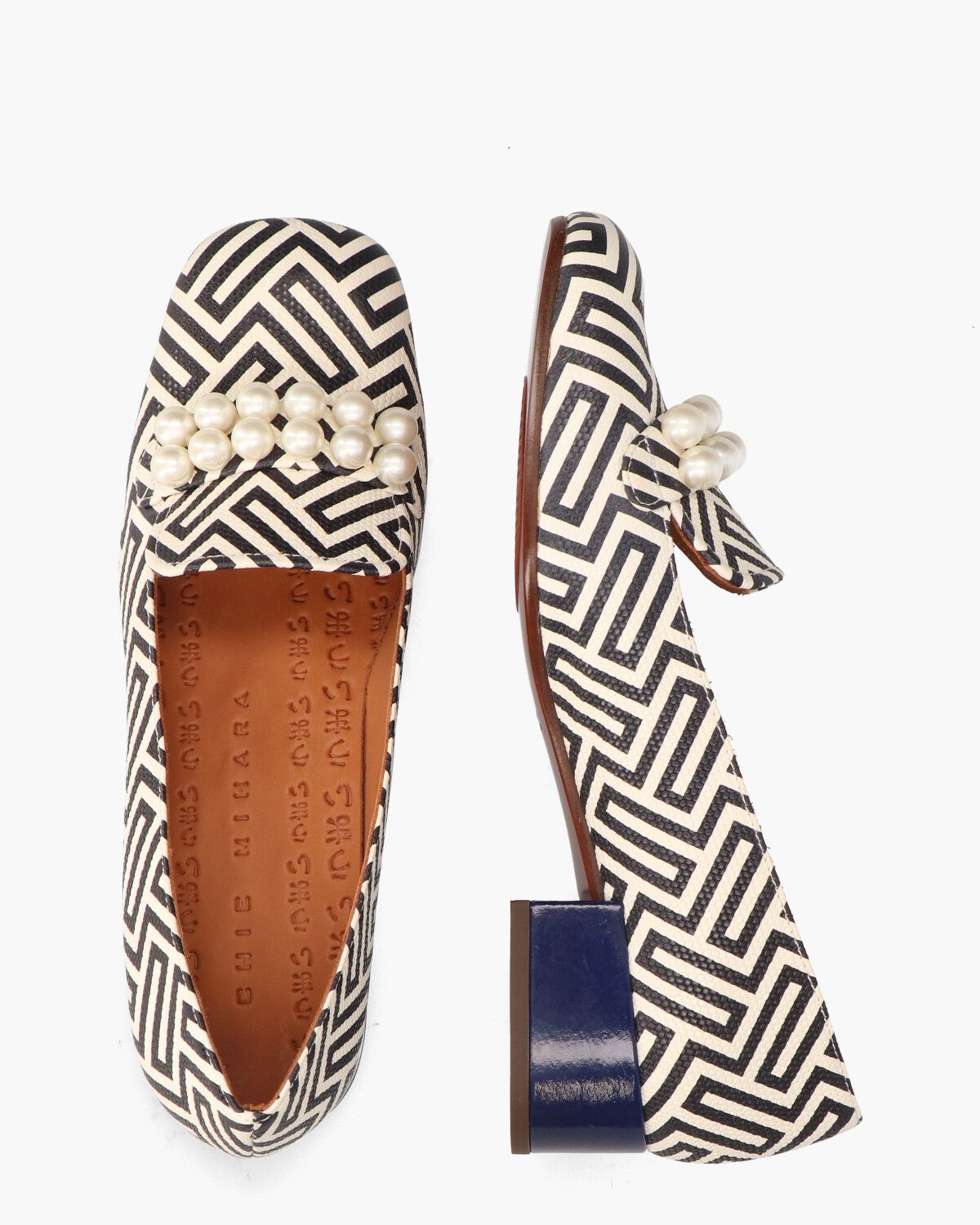 Idako Zwart/Off-White Damesloafers