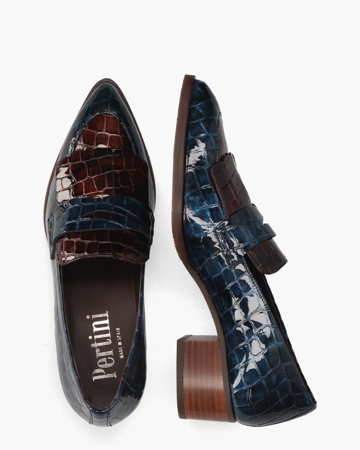 32542 Blauw/Bruin Damesloafers