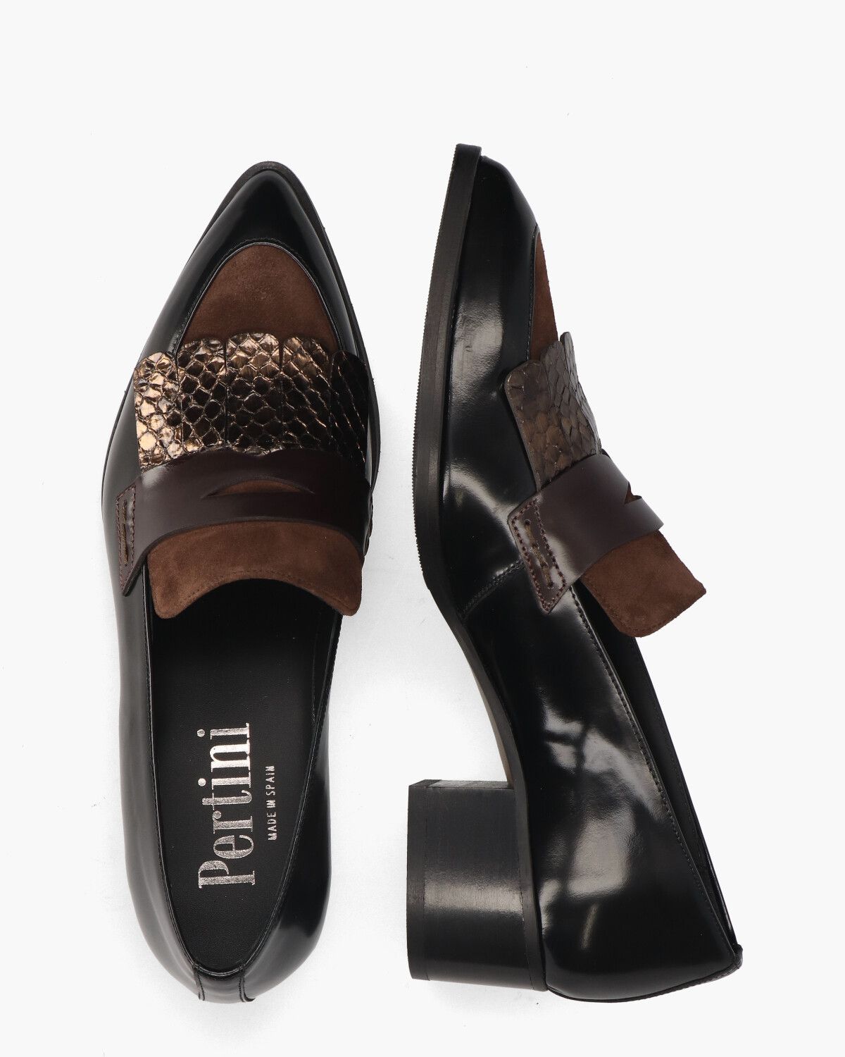 32542 Zwart/Bruin Damesloafers