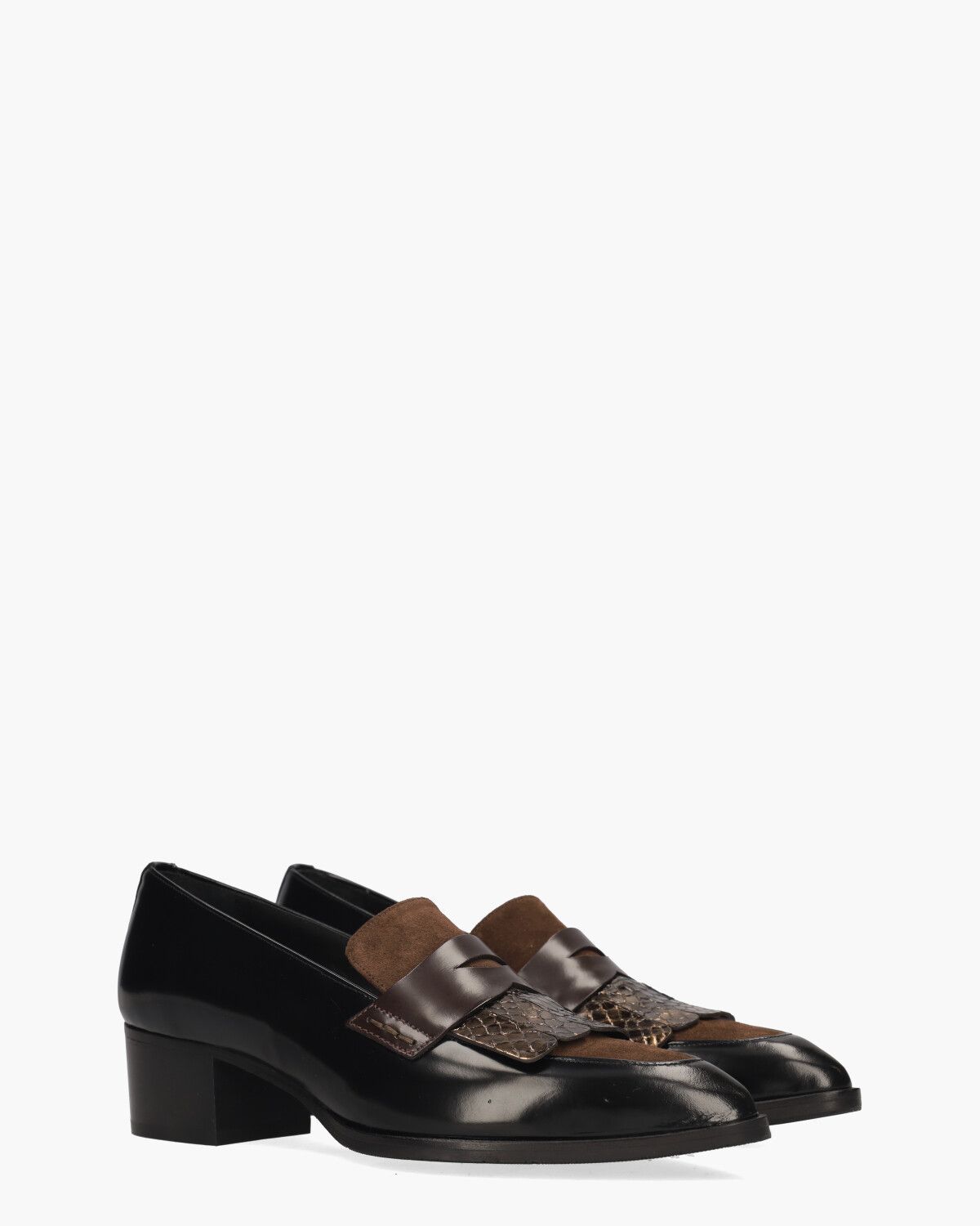 32542 Zwart/Bruin Damesloafers