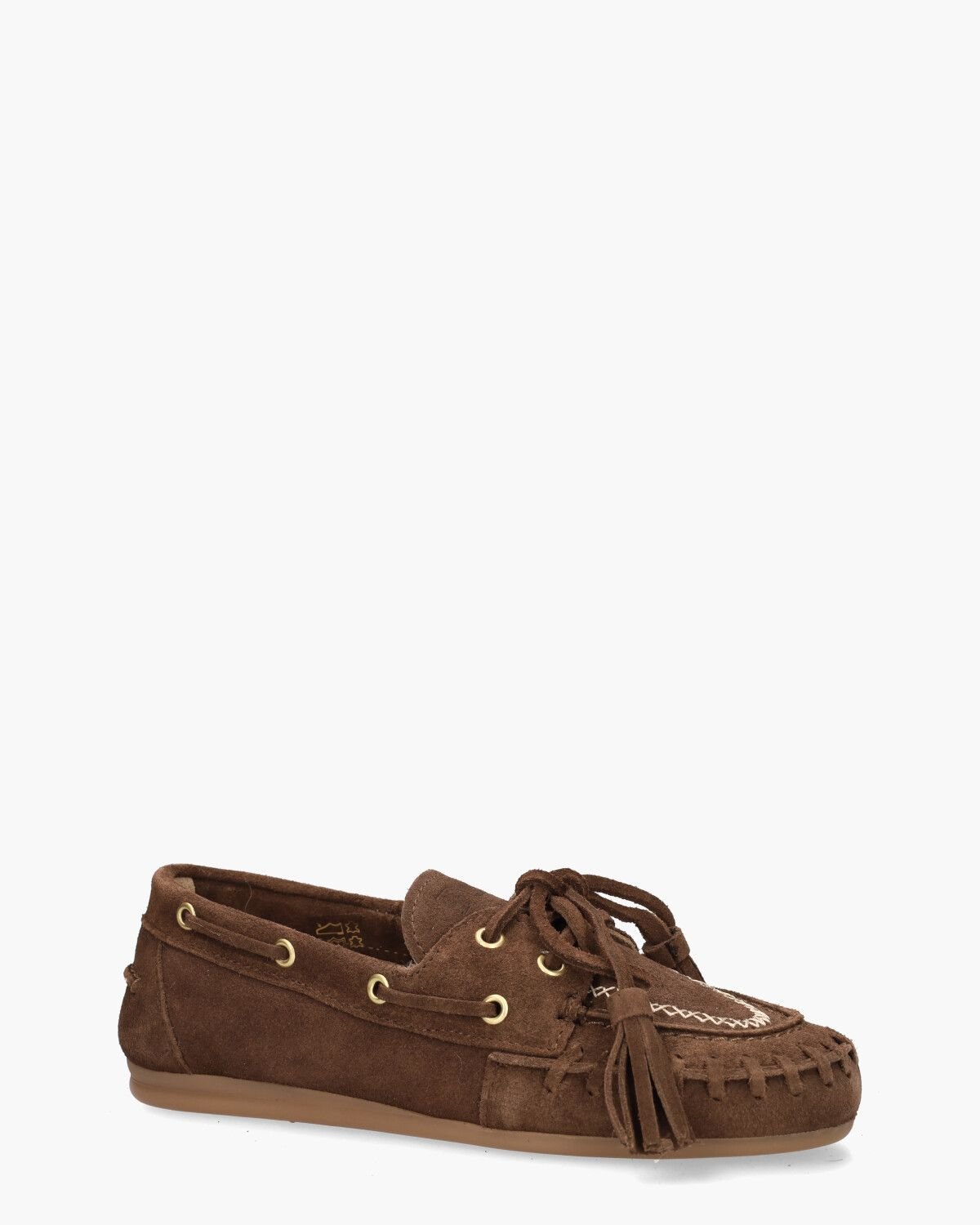 Boat Loafer Fringe Donkerbruin Dames Veterschoenen