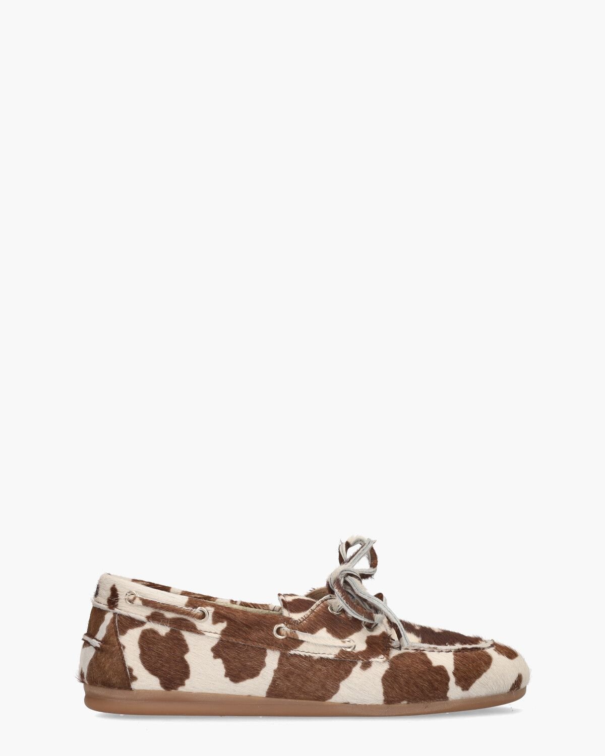 Boat Loafer Hairy Pony Cow Off-White/Bruin Dames Veterschoenen