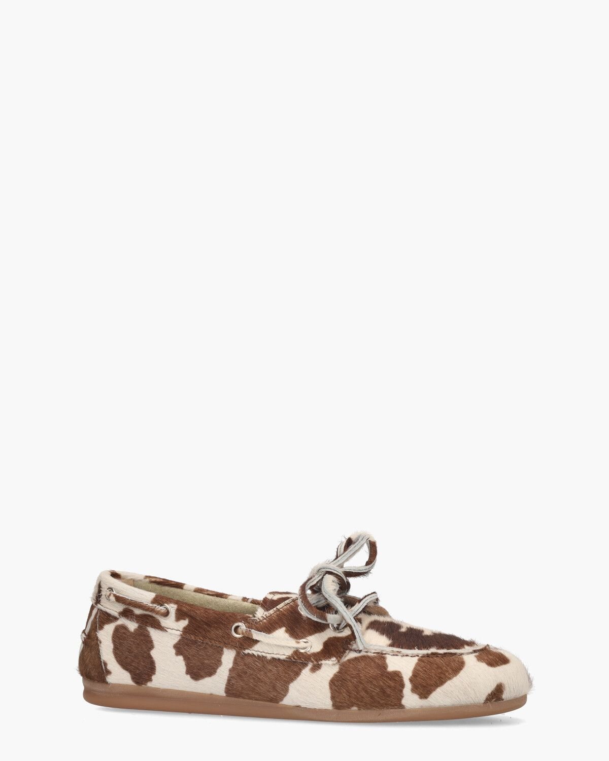 Boat Loafer Hairy Pony Cow Off-White/Bruin Dames Veterschoenen