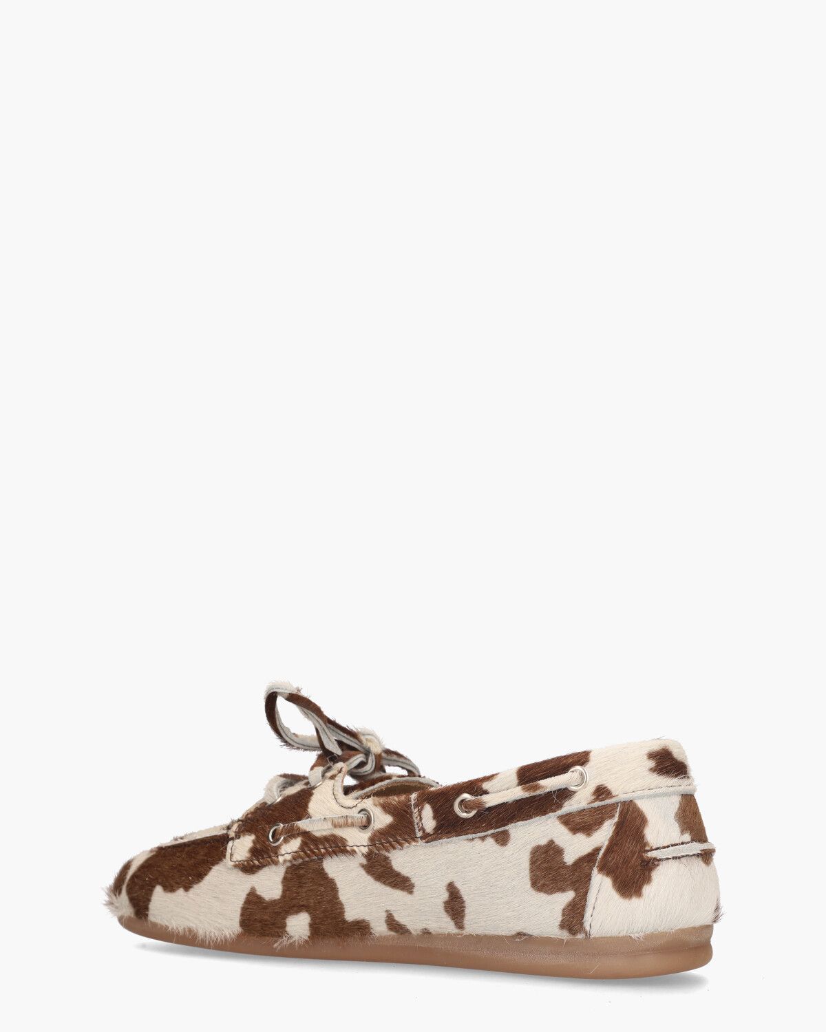 Boat Loafer Hairy Pony Cow Off-White/Bruin Dames Veterschoenen