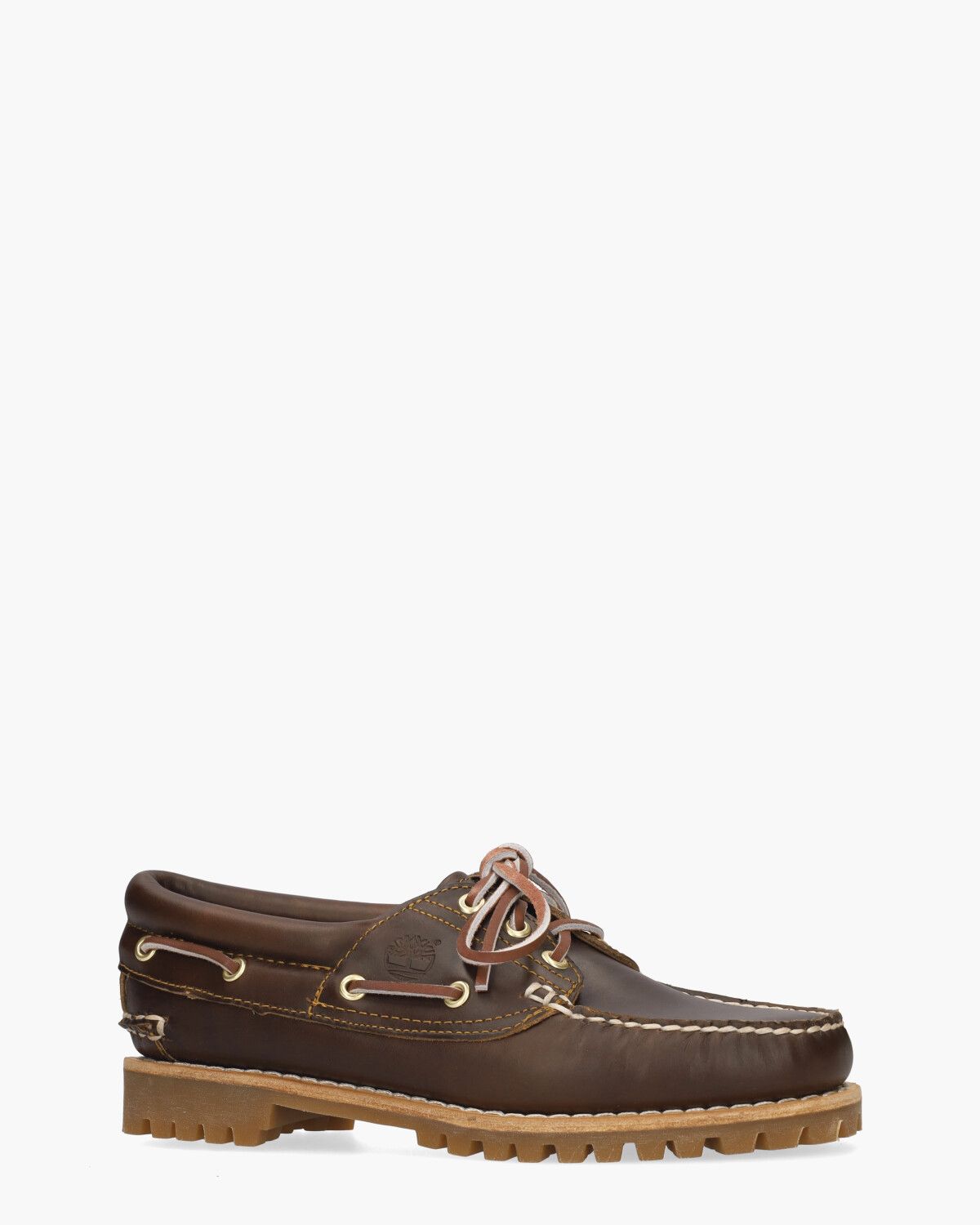 Noreen 3-Eye Lug Boat Shoe Donkerbruin Dames Veterschoenen