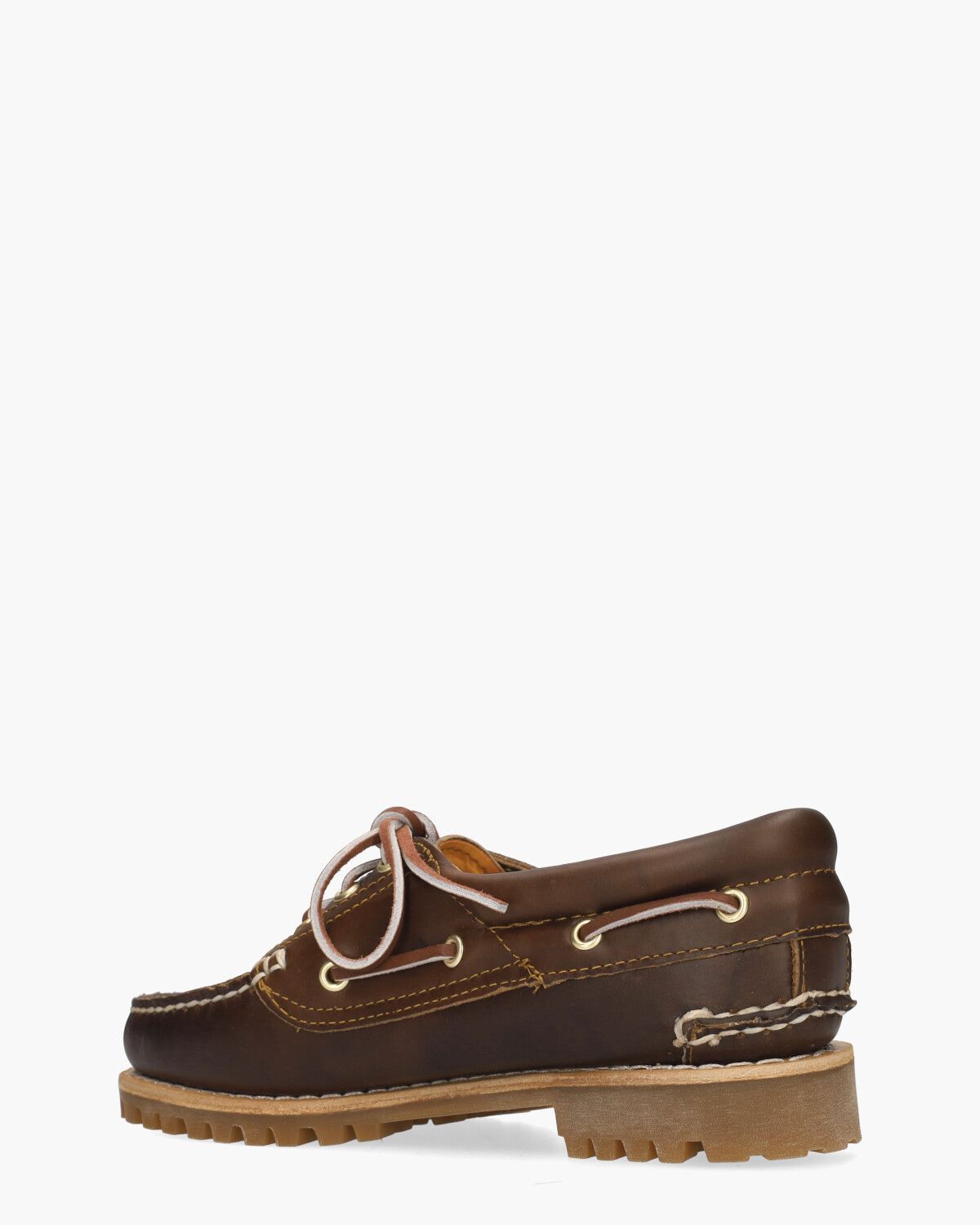 Noreen 3-Eye Lug Boat Shoe Donkerbruin Dames Veterschoenen