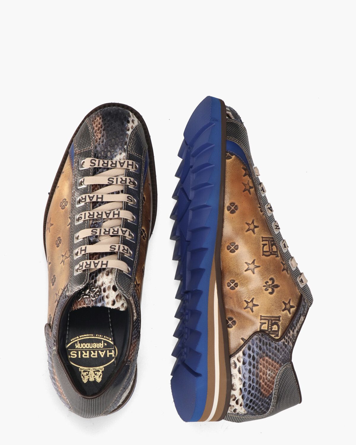 0818 Bruin/Blauw Herensneakers