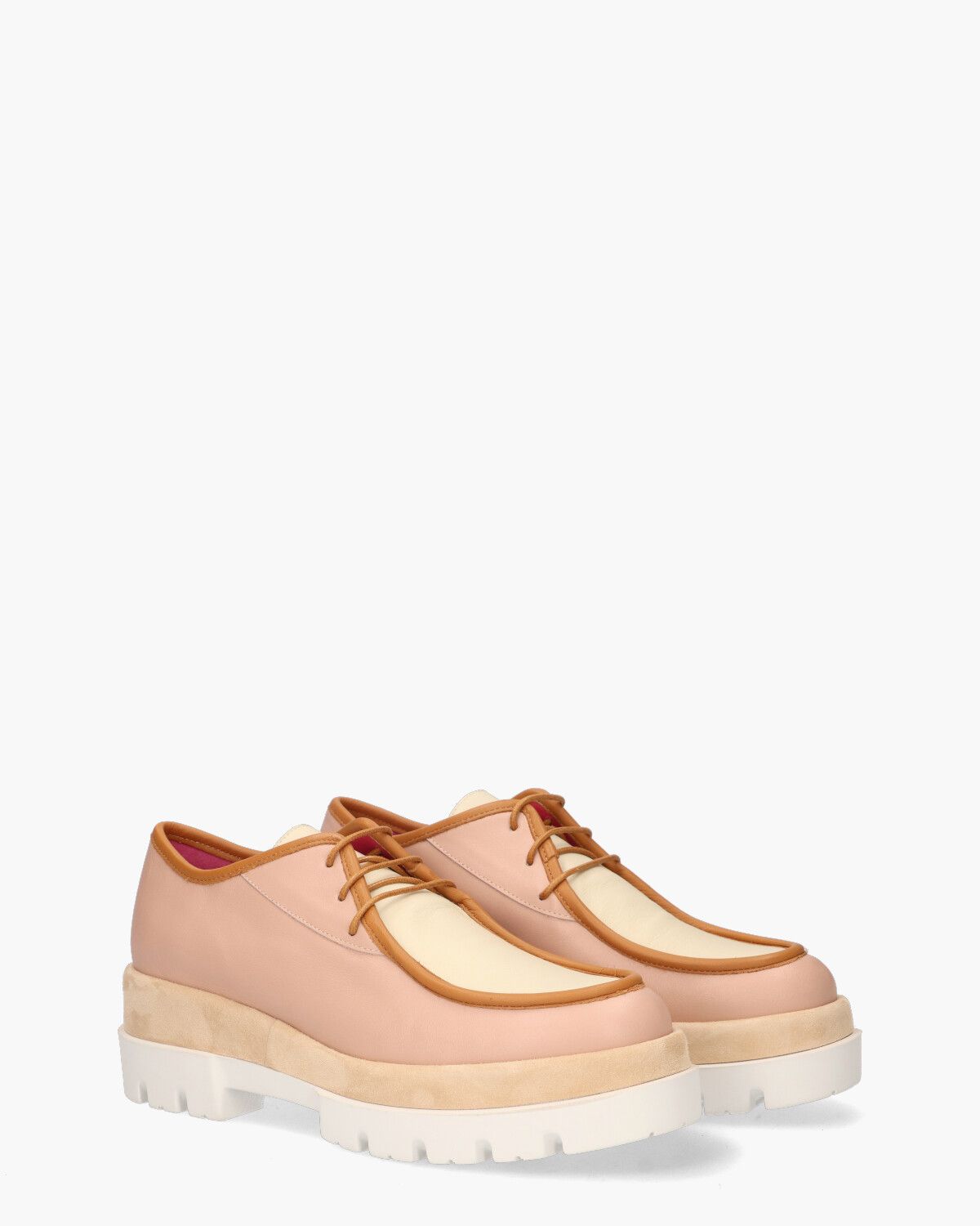 Le Babe 319 Roze Ecru Dames Veterschoenen Van Arendonk