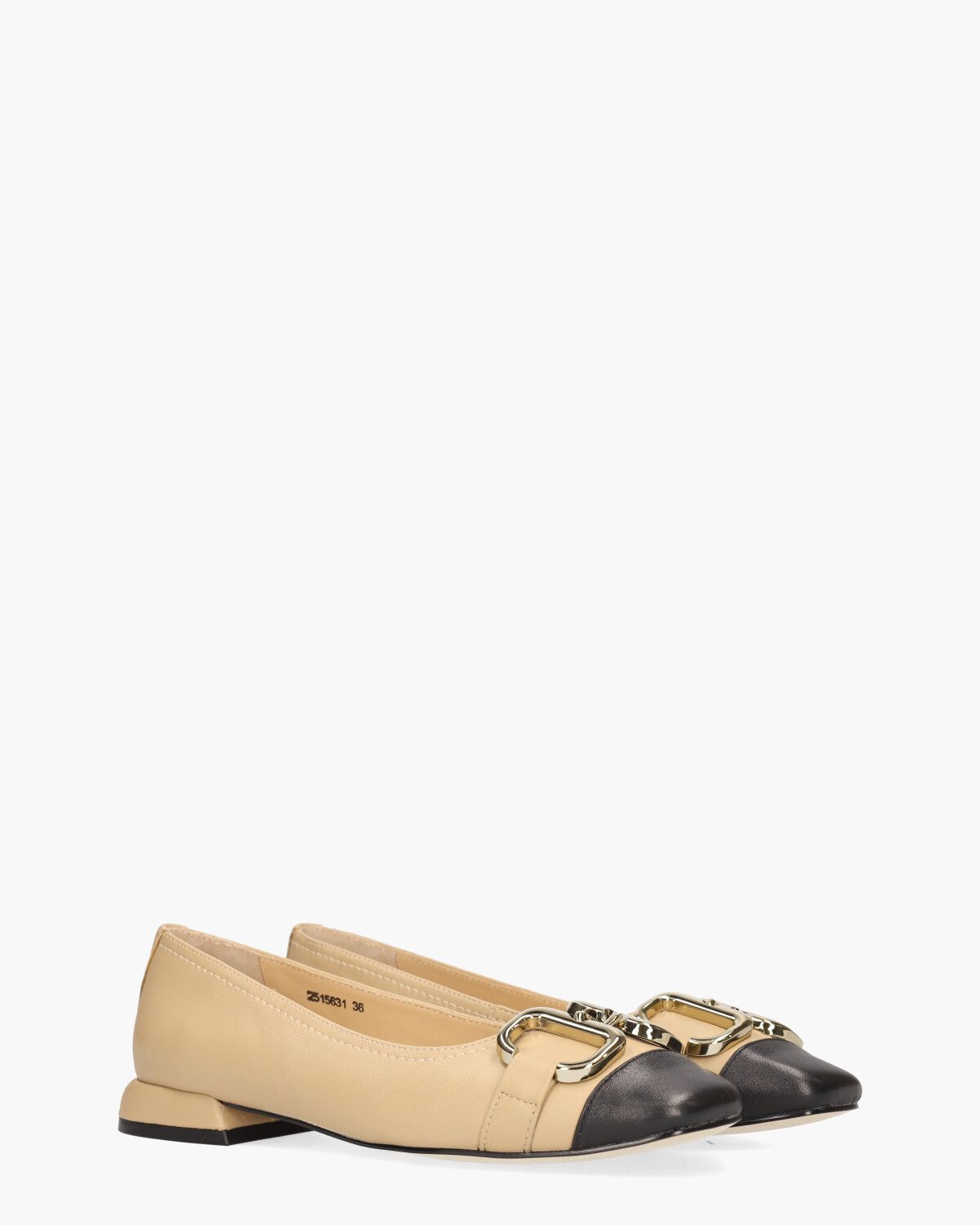 Winola Beige/Zwart Damesballerina's
