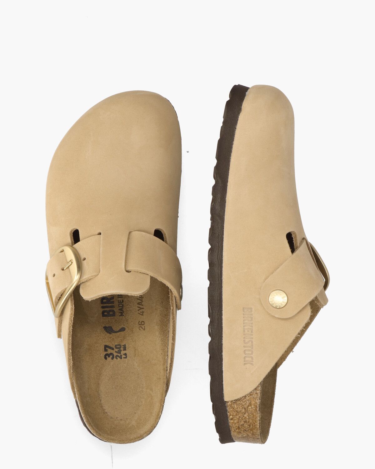 Boston Big Buckle Beige Damesslippers