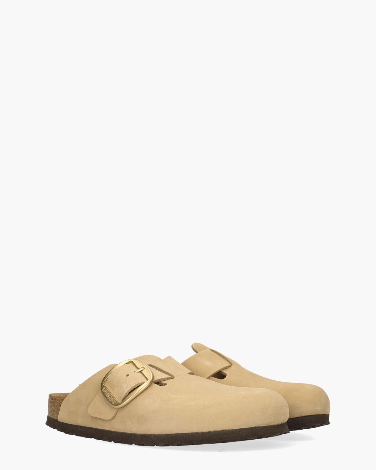Boston Big Buckle Beige Damesslippers
