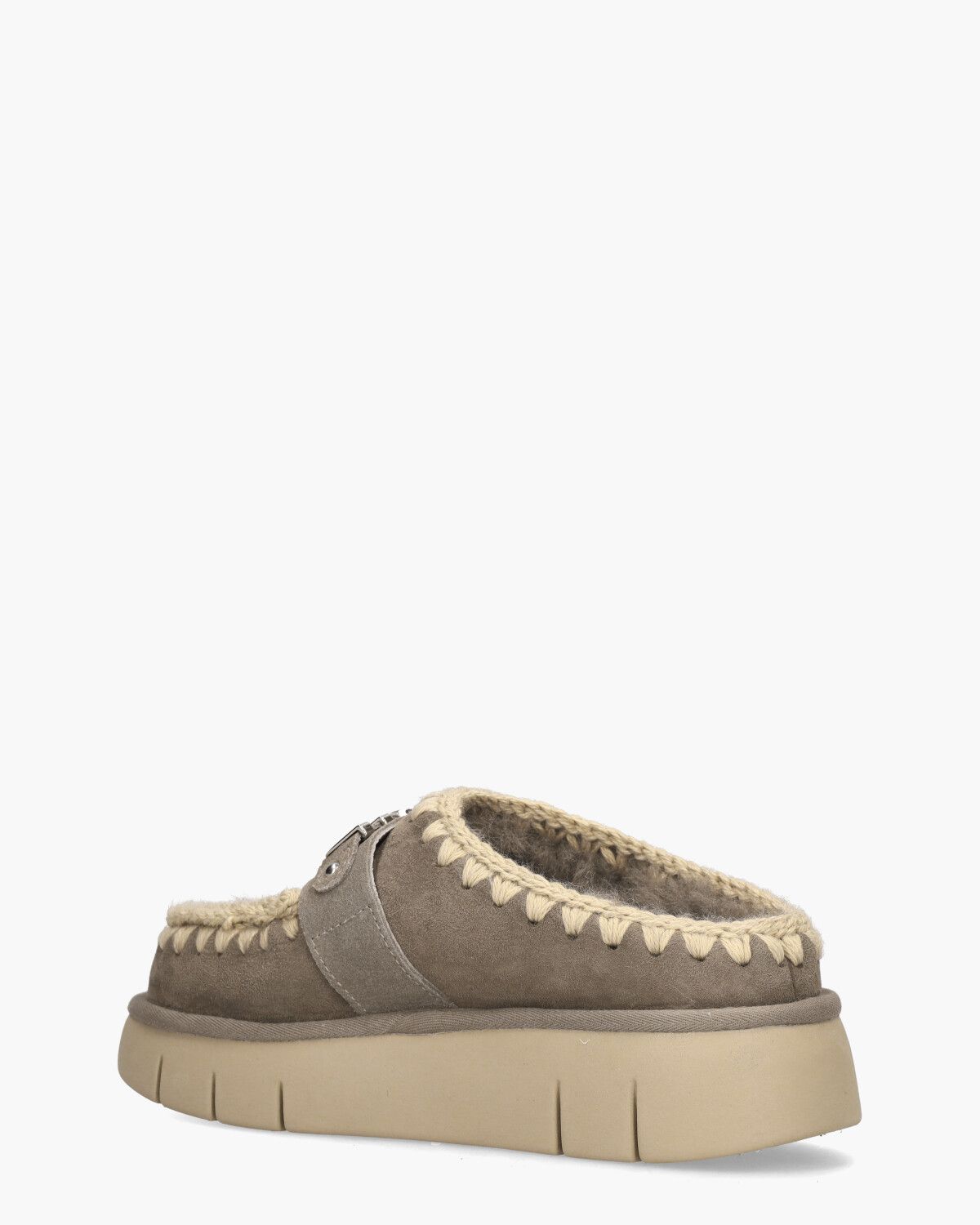 Bounce Clog Metal Logo Taupe Damesslippers
