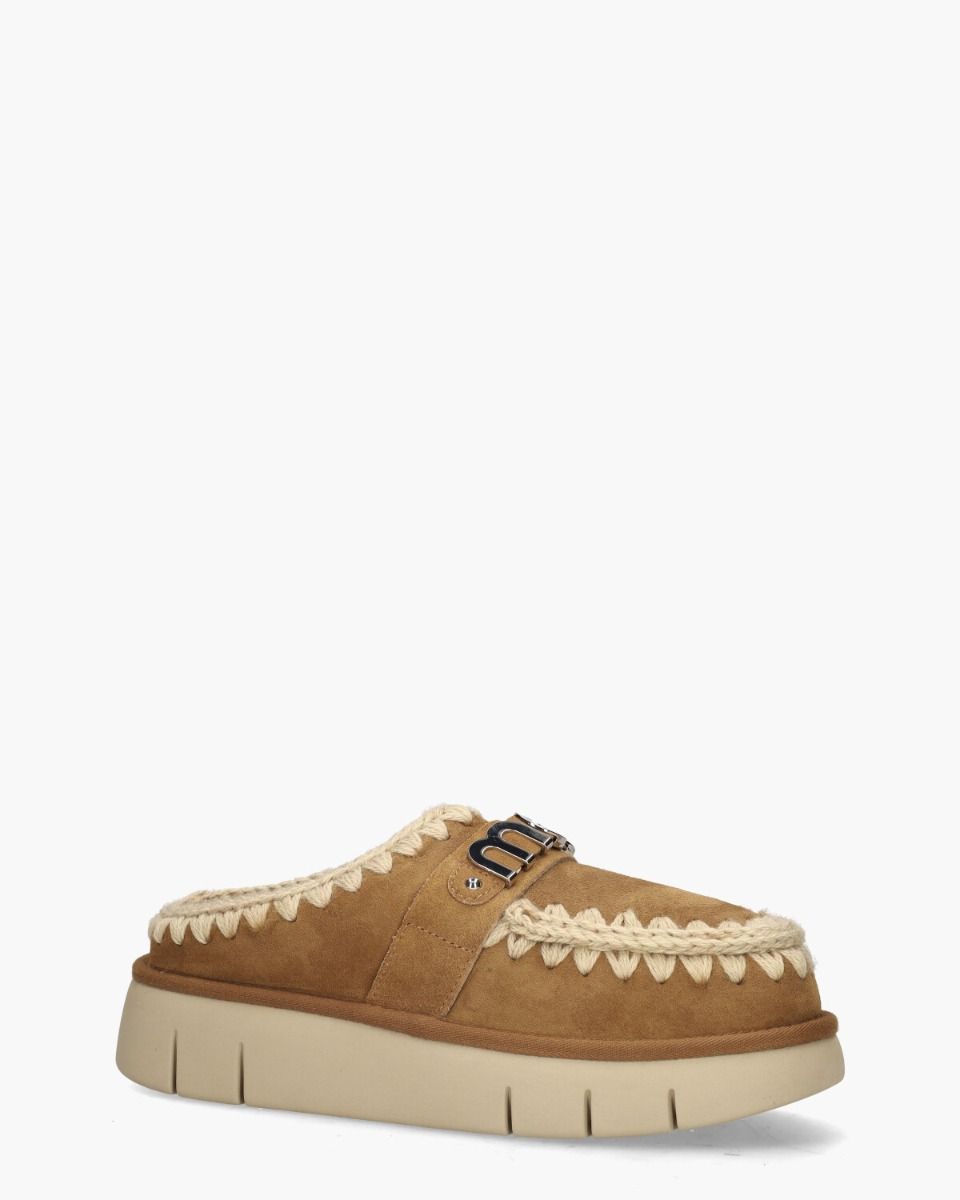 Bounce Clog Metal Logo Cognac/Ecru Damesslippers
