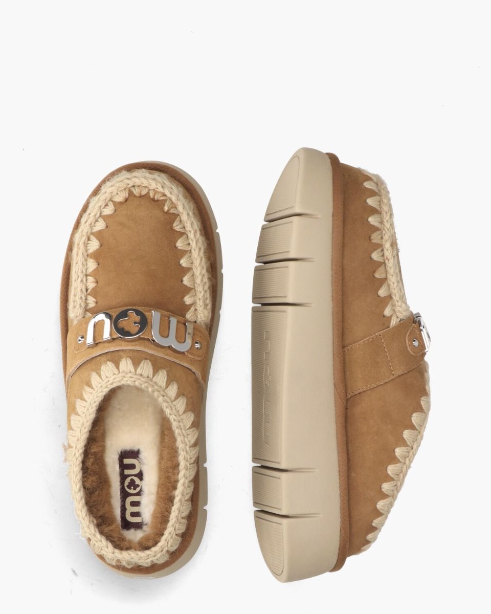 Bounce Clog Metal Logo Cognac/Ecru Damesslippers