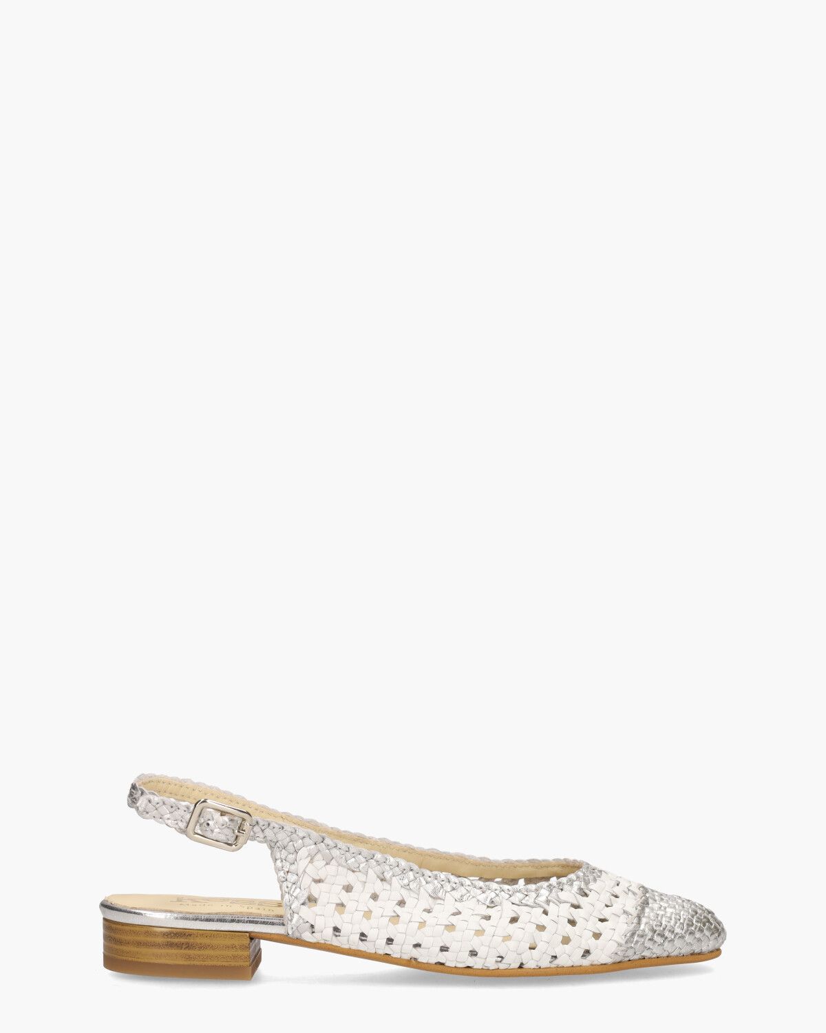 17040 Wit/Zilver Dames Slingbackloafers