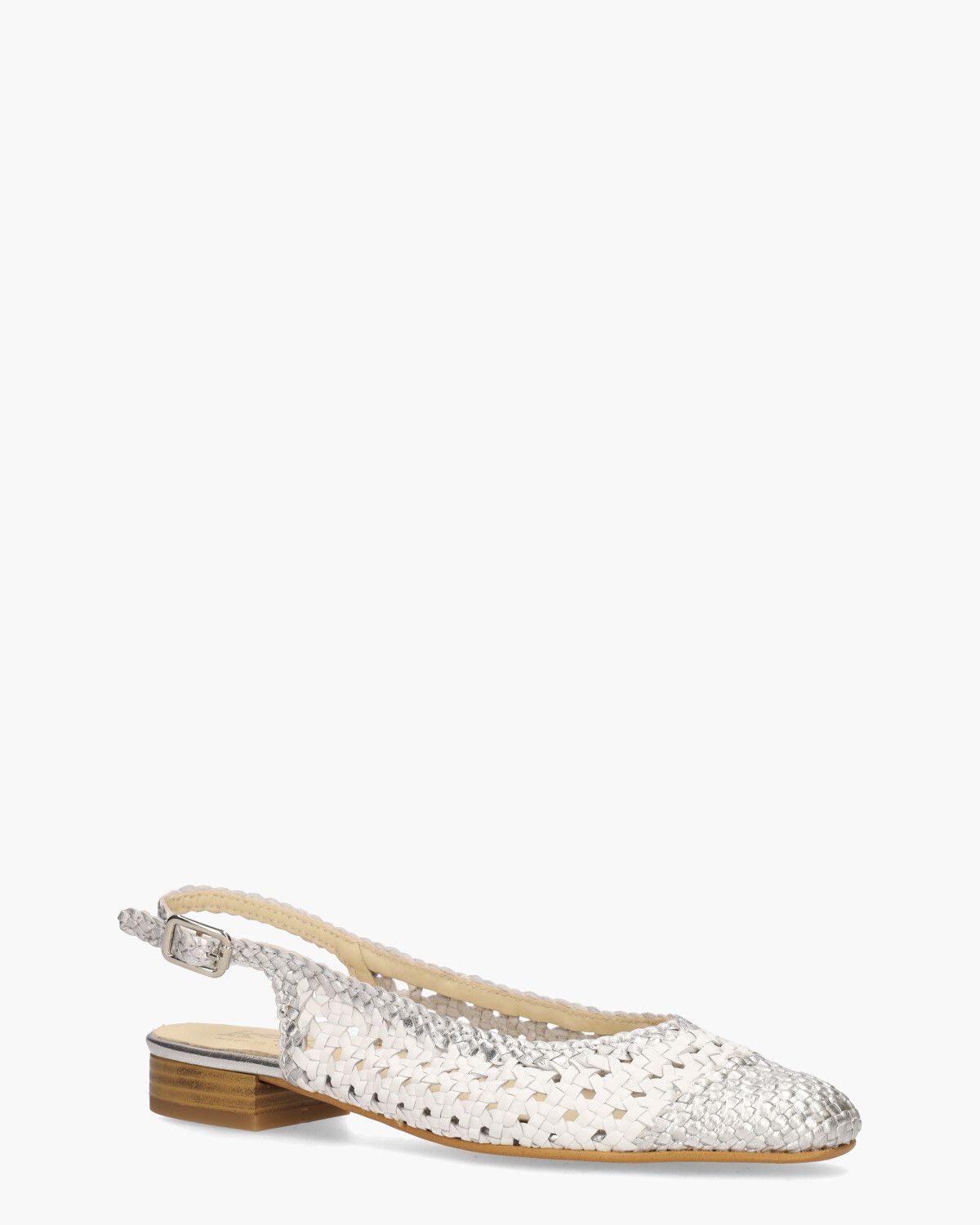 17040 Wit/Zilver Dames Slingbackloafers