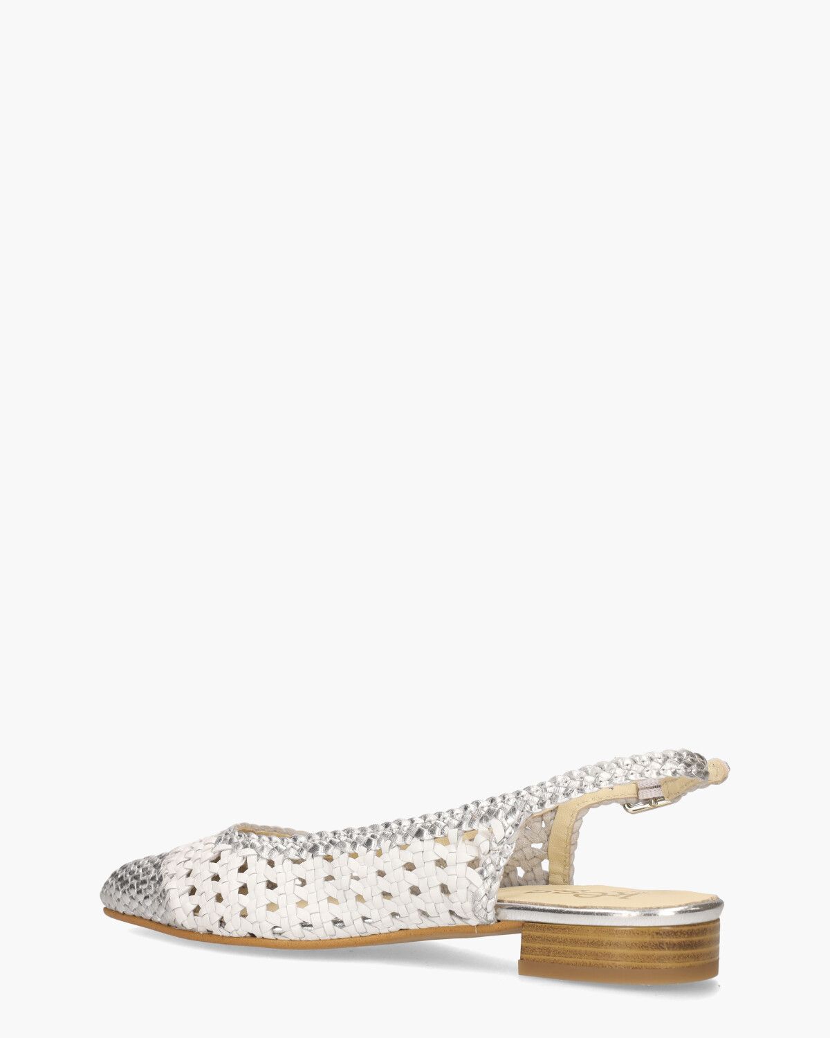 17040 Wit/Zilver Dames Slingbackloafers