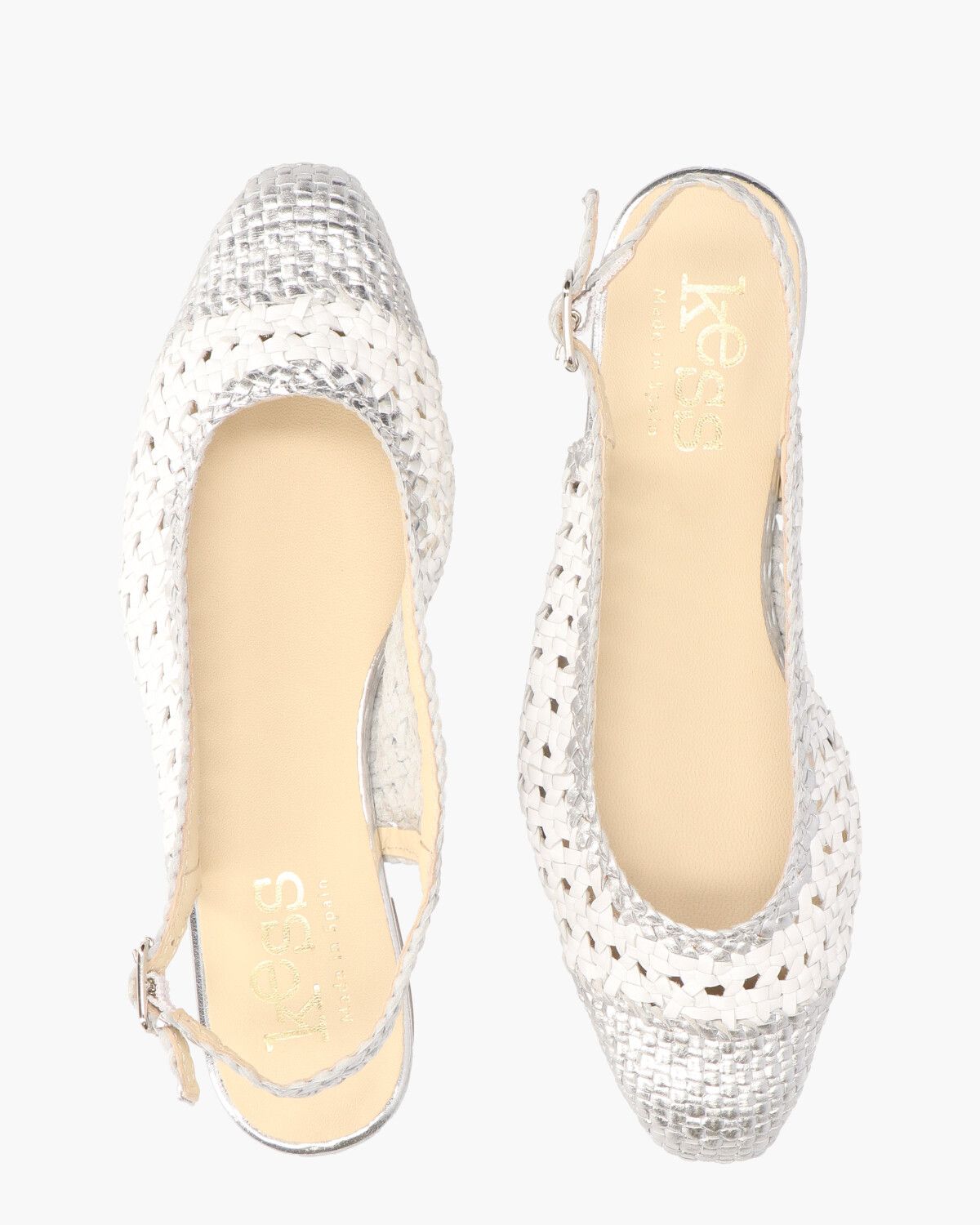 17040 Wit/Zilver Dames Slingbackloafers