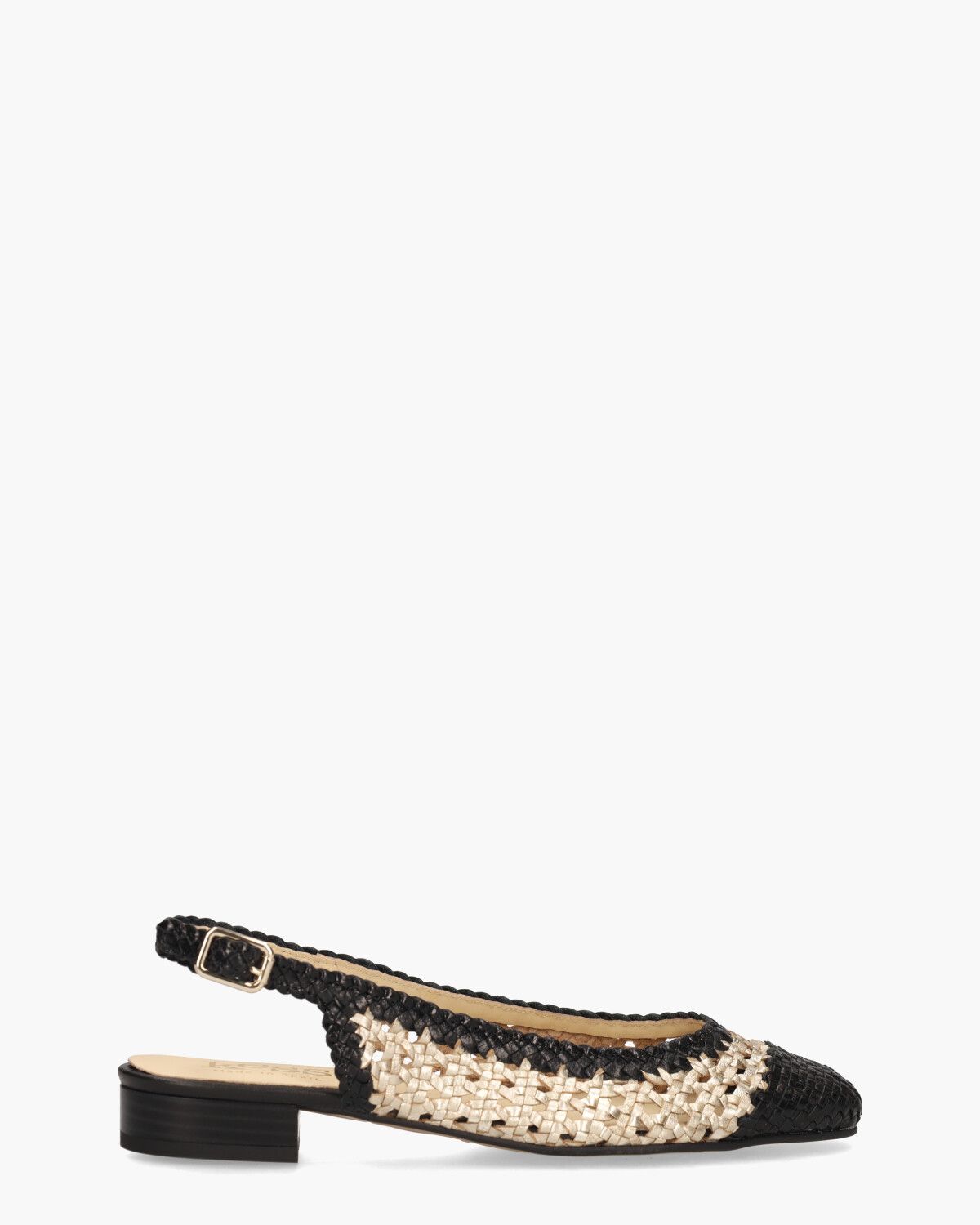17040 Goud/Zwart Dames Slingbackloafers