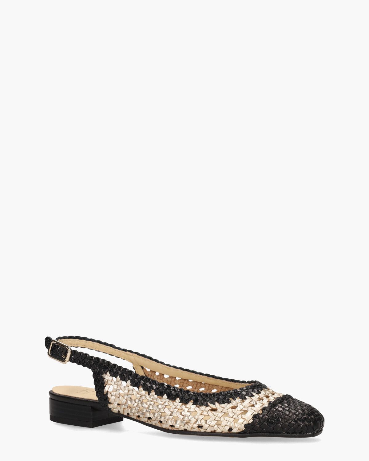 17040 Goud/Zwart Dames Slingbackloafers