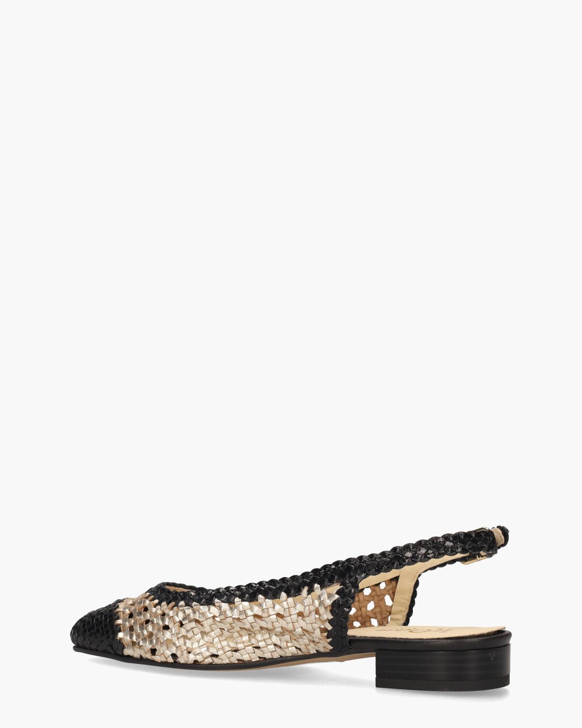 17040 Goud/Zwart Dames Slingbackloafers