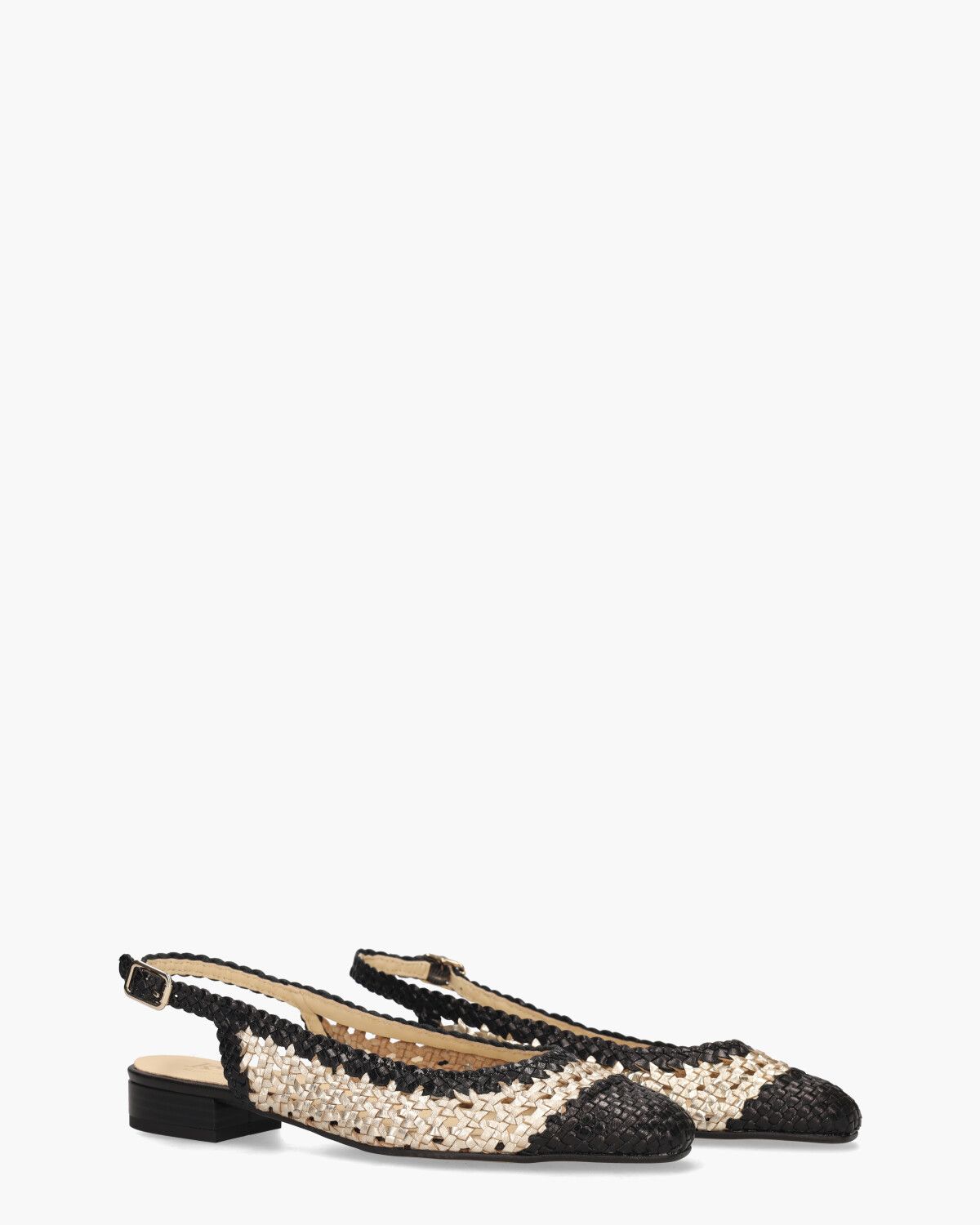 17040 Goud/Zwart Dames Slingbackloafers