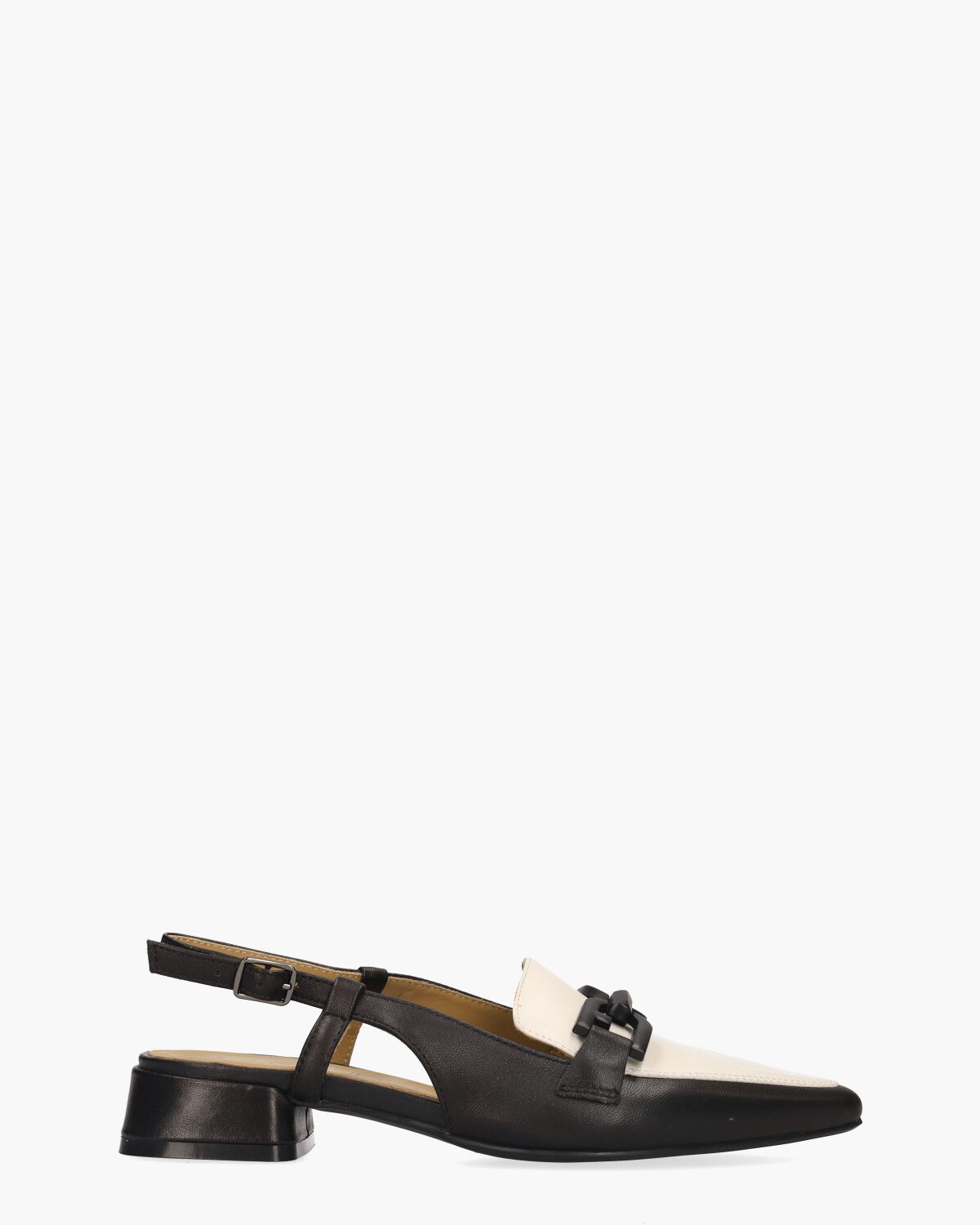 Wilicha Zwart/Off-White Dames Slingbackloafers
