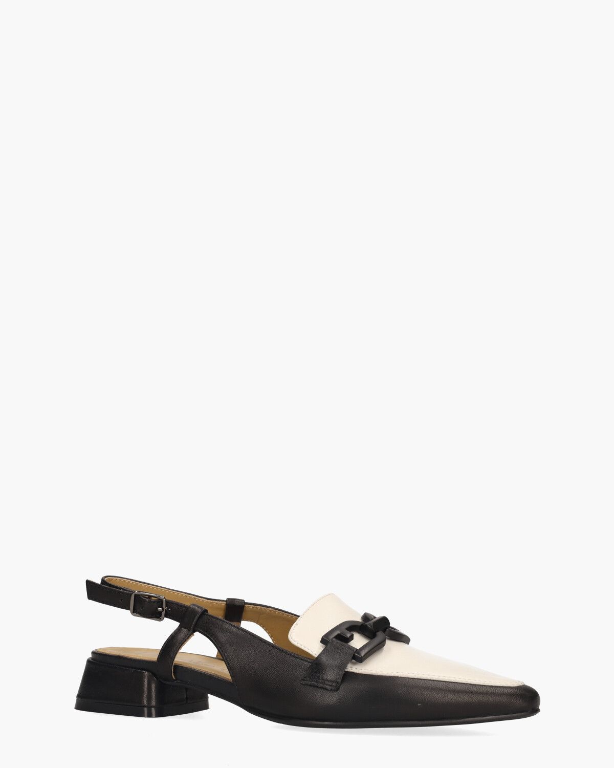 Wilicha Zwart/Off-White Dames Slingbackloafers