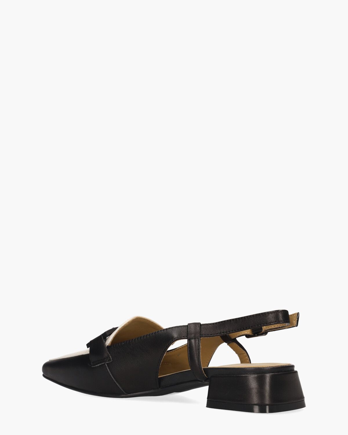 Wilicha Zwart/Off-White Dames Slingbackloafers