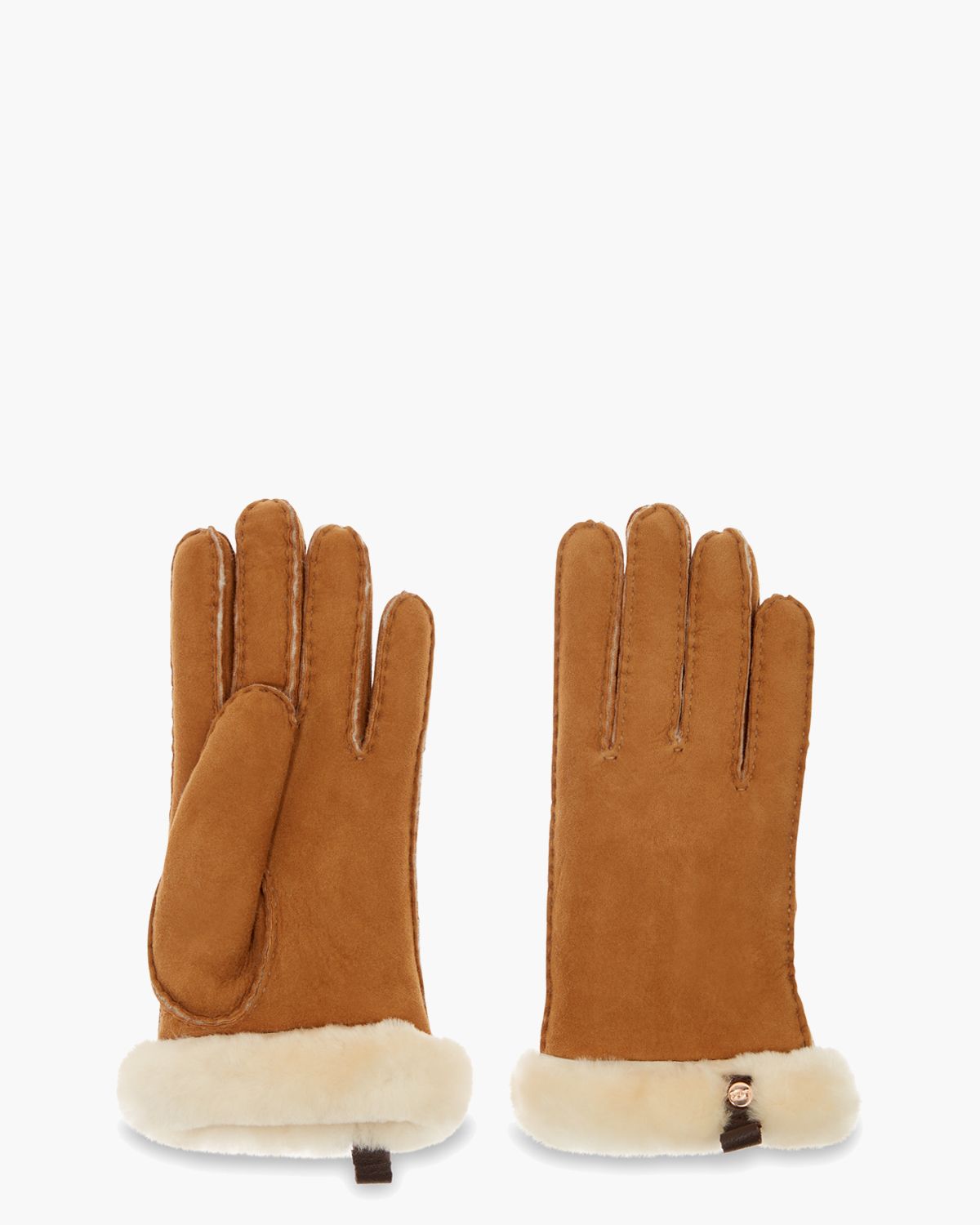 Shorty Glove With Leather Trim Cognac Dameshandschoenen