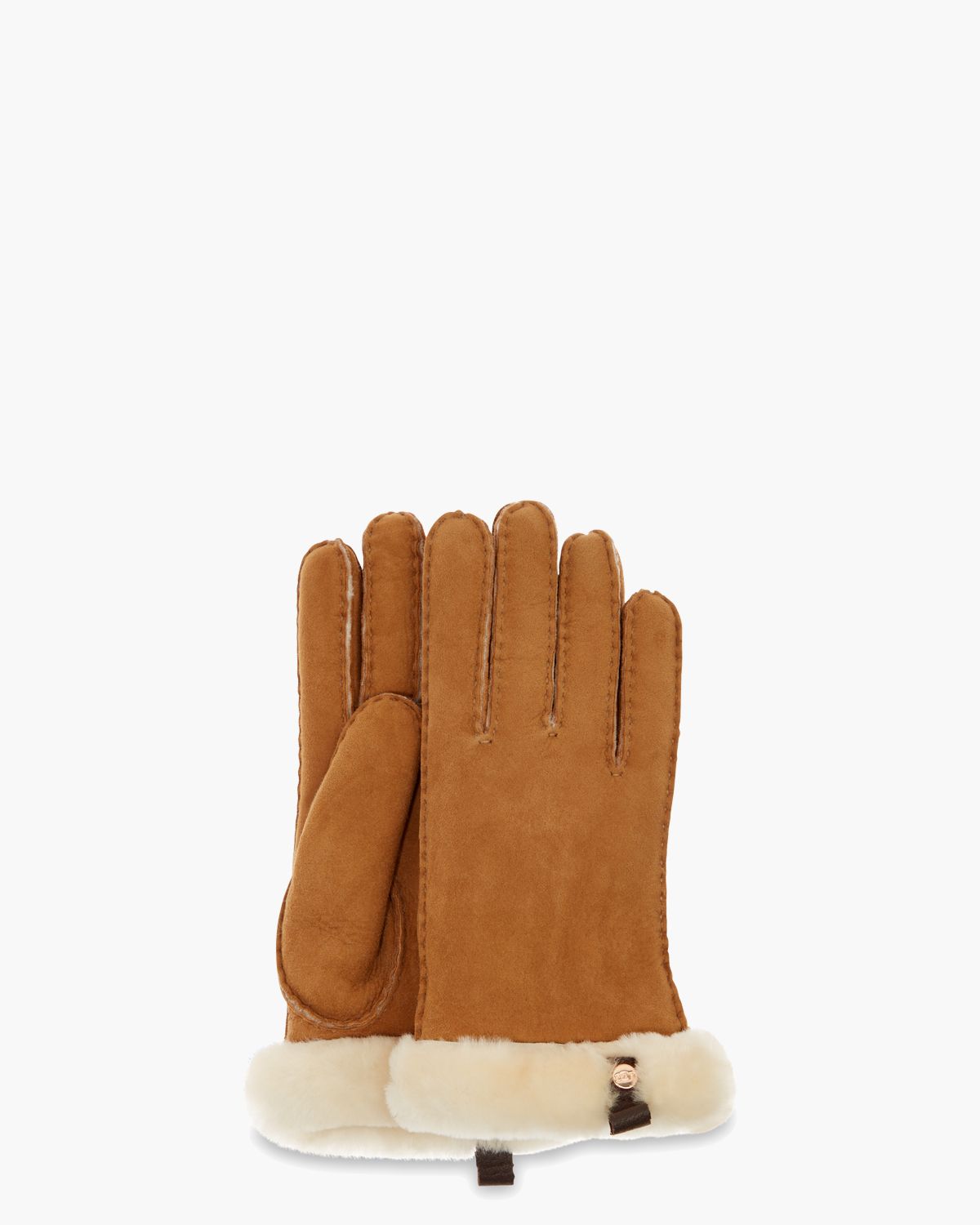 Shorty Glove With Leather Trim Cognac Dameshandschoenen