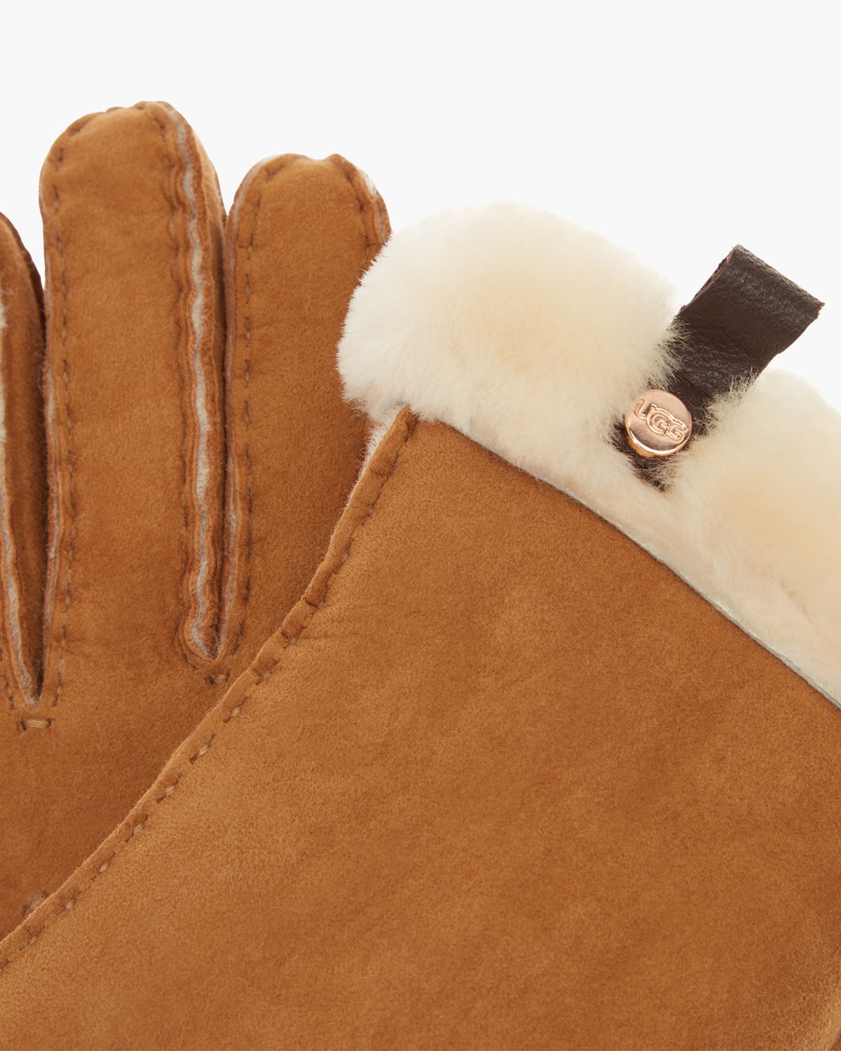Shorty Glove With Leather Trim Cognac Dameshandschoenen
