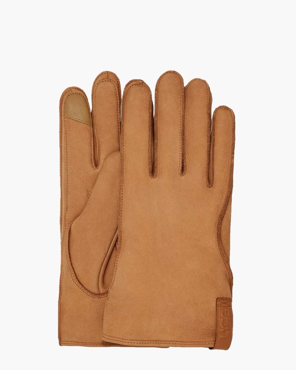Leather Clamshell Logo Glove Chestnut Herenhandschoenen