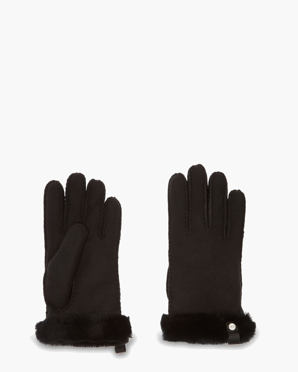 Shorty Glove With Leather Trim Zwart Dameshandschoenen