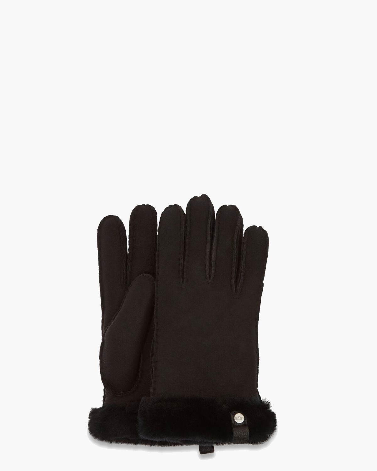 Shorty Glove With Leather Trim Zwart Dameshandschoenen