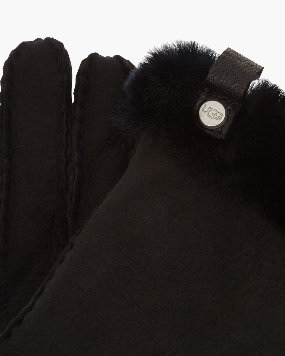 Shorty Glove With Leather Trim Zwart Dameshandschoenen