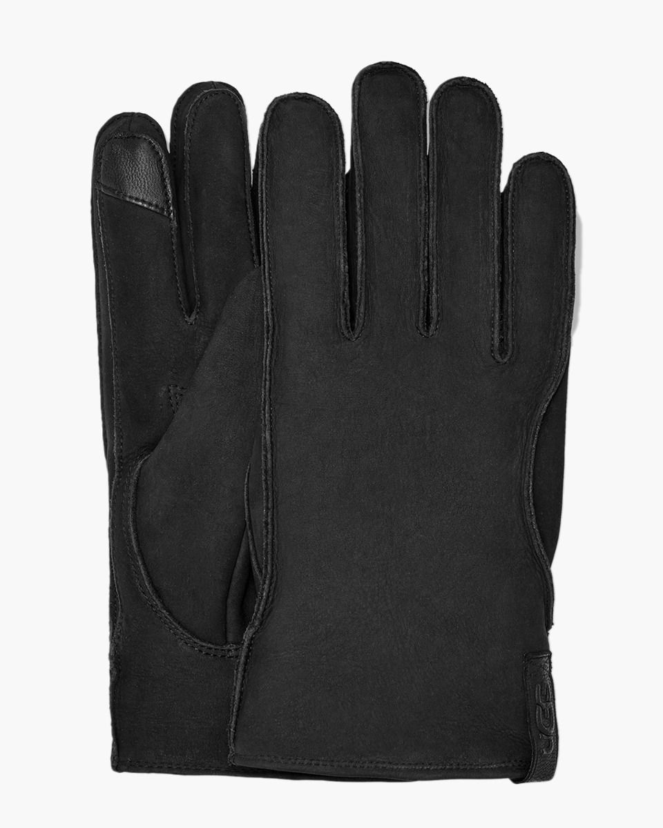 Leather Clamshell Logo Glove Zwart Herenhandschoenen