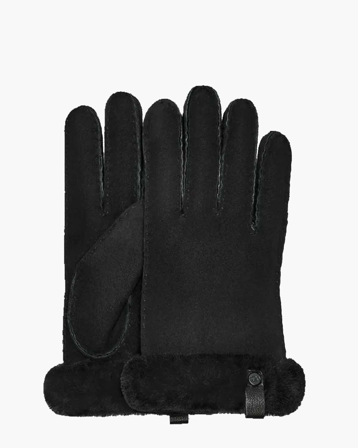 Shorty Glove With Leather Trim Black Dameshandschoenen