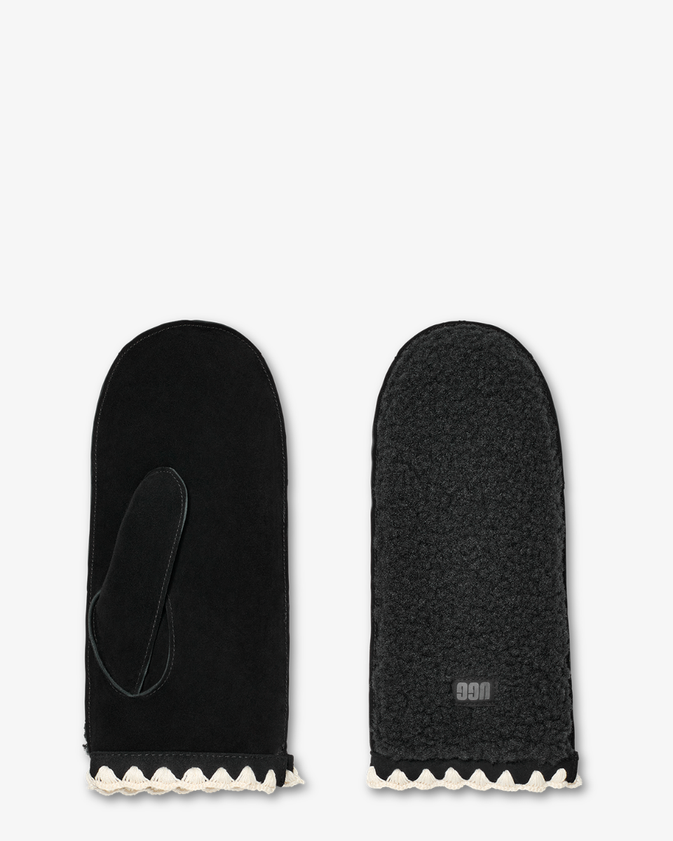UGGfluff Scalloped Mitten Black Dameshandschoenen
