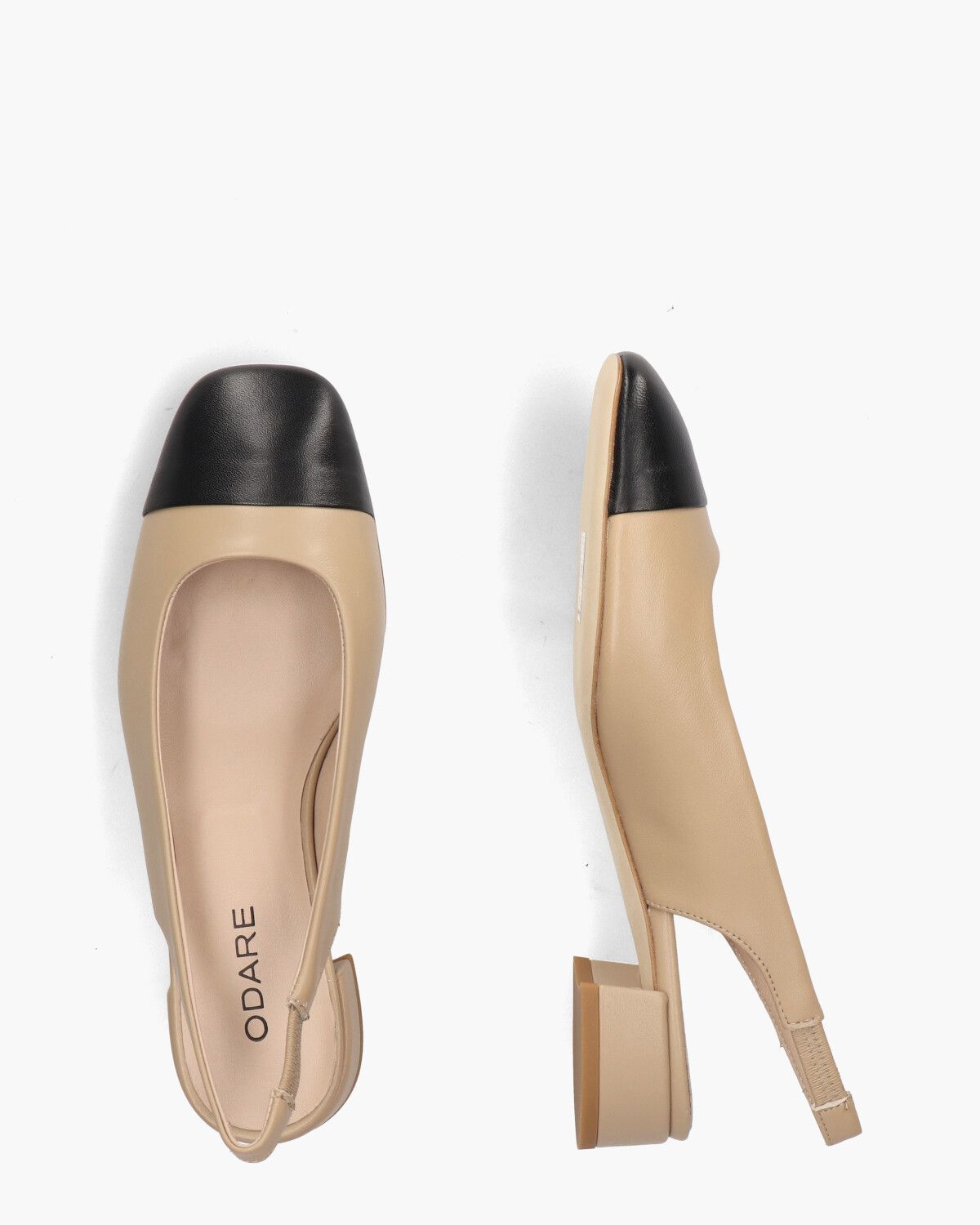 Girona Beige/Zwart Dames Slingbackloafers