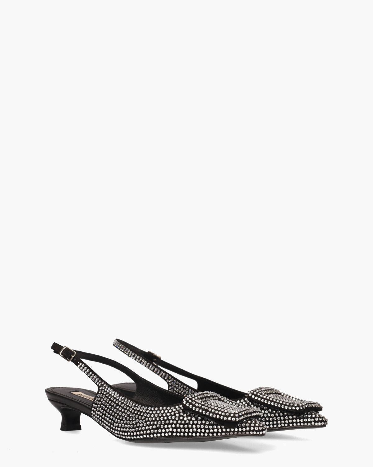 Poznan Zwart/Zilver Dames Slingbackpumps