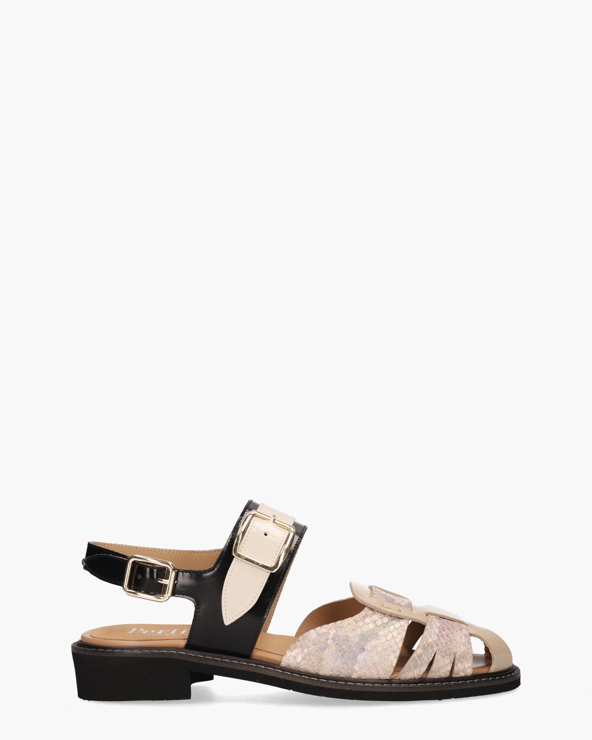 32636 Beige/Zwart Damessandalen