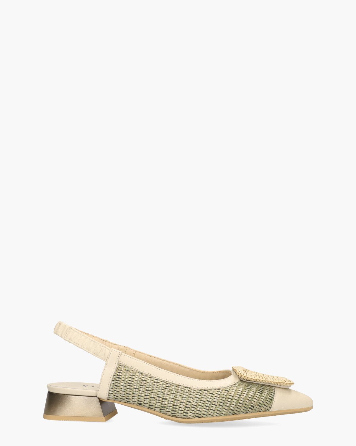 RHV254046 Off-White/Lichtgroen Dames Slingbackpumps