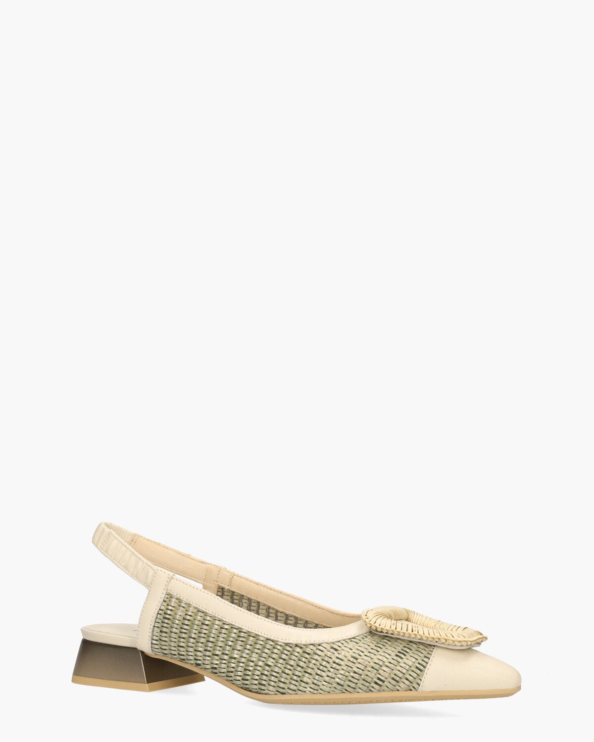 RHV254046 Off-White/Lichtgroen Dames Slingbackpumps