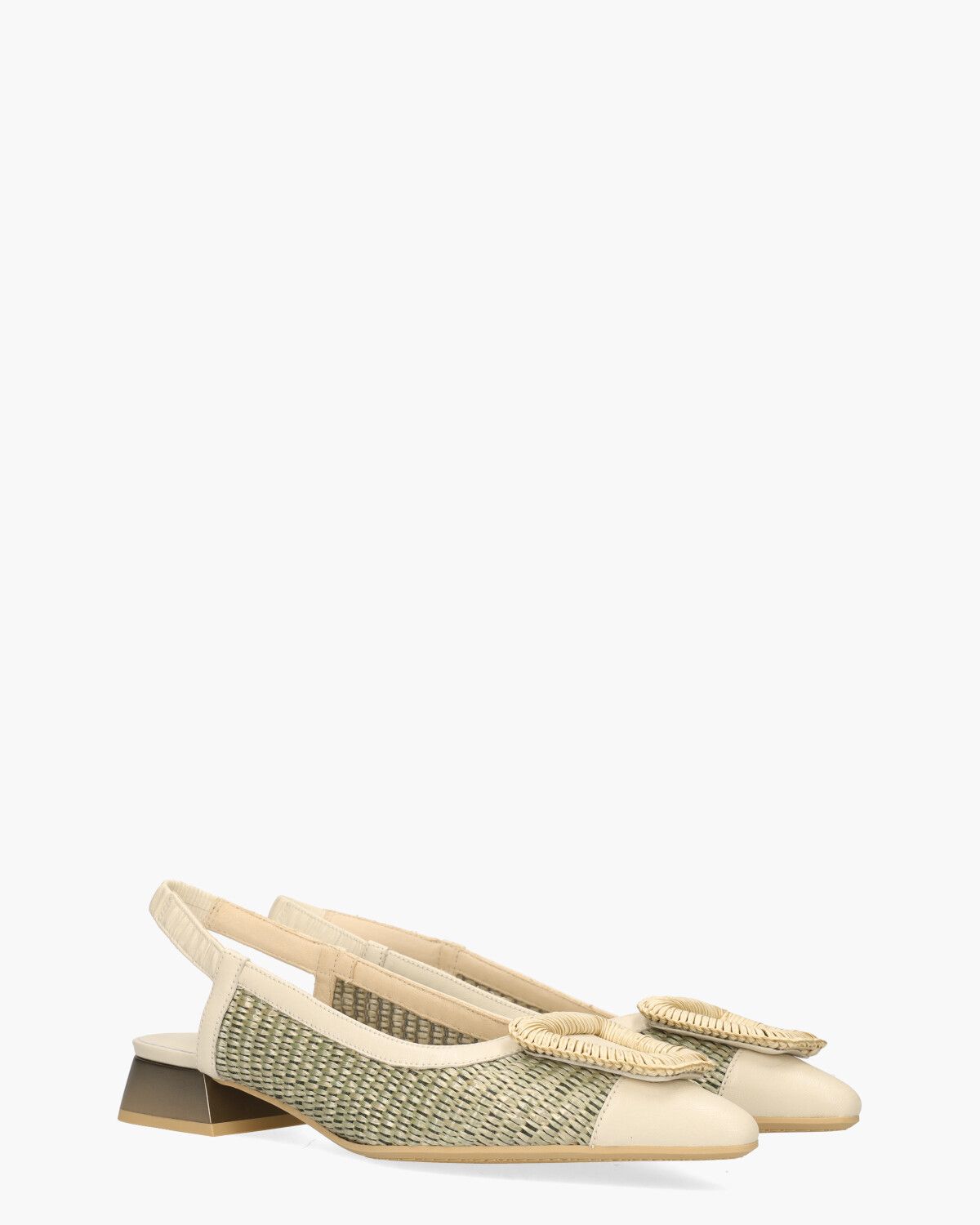 RHV254046 Off-White/Lichtgroen Dames Slingbackpumps
