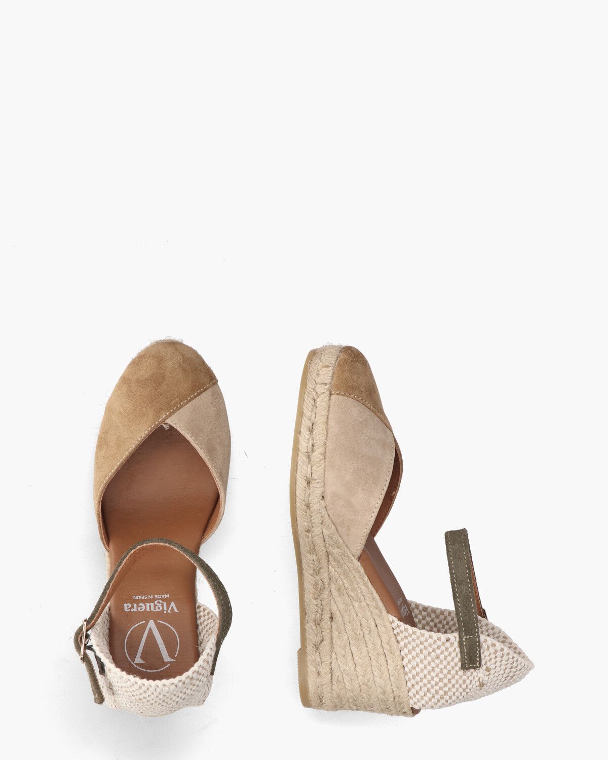 2148 Beige/Bruin/Groen Damessandalen