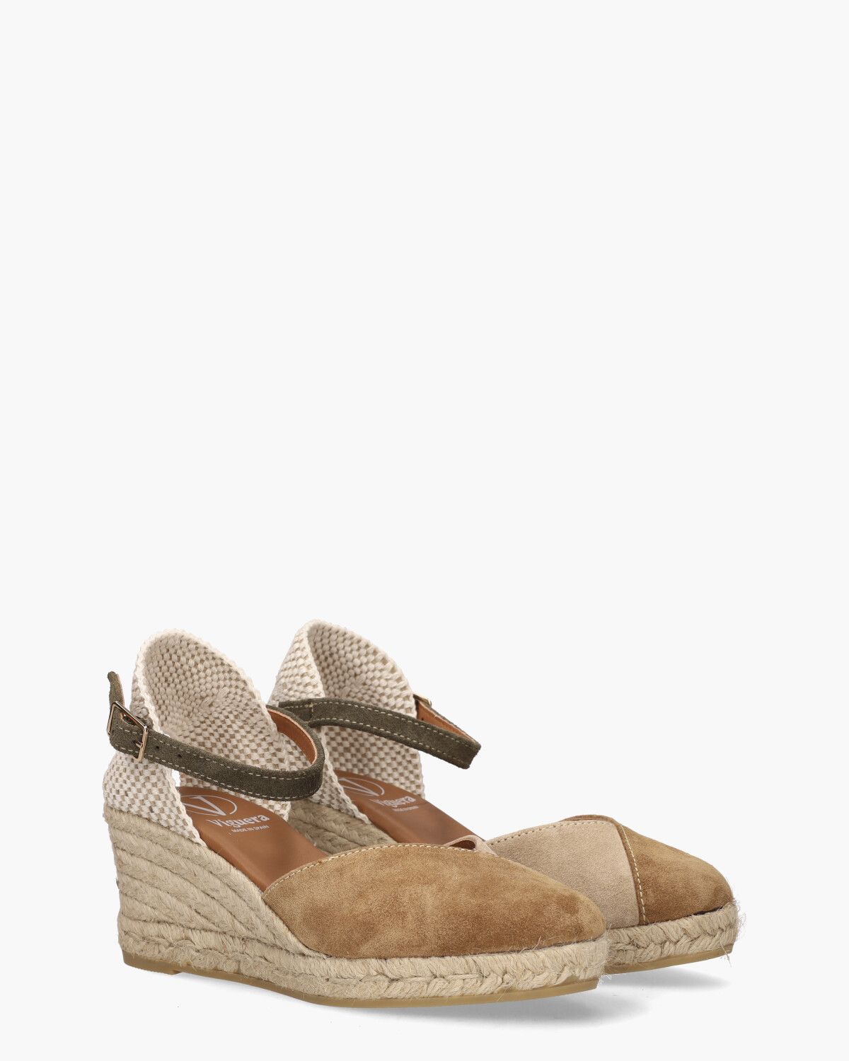 2148 Beige/Bruin/Groen Damessandalen